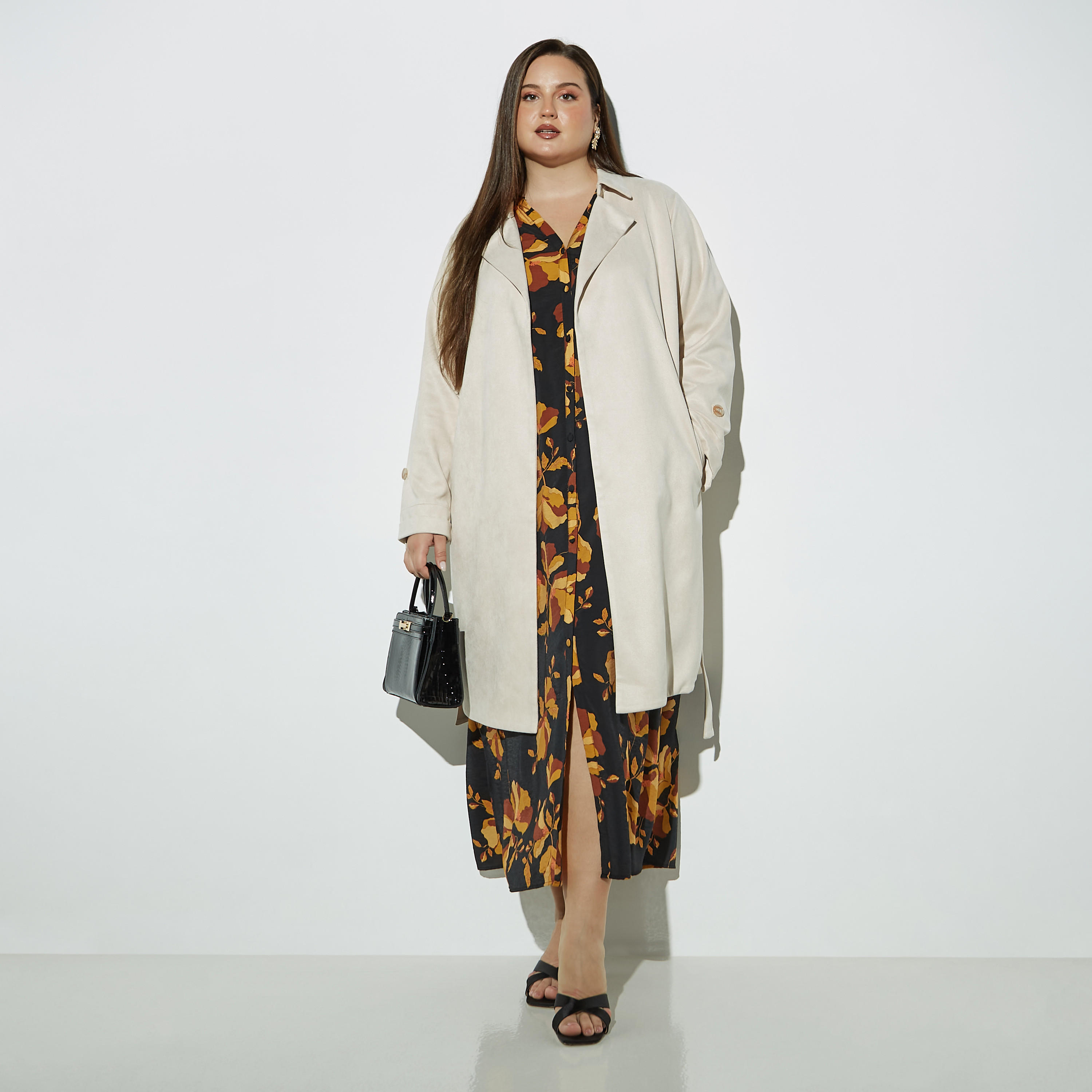 Plus Size All-Over Floral Print Midi Shirt Dress with Split Collar and Long Sleeves-women-clothing-dresses-image-2