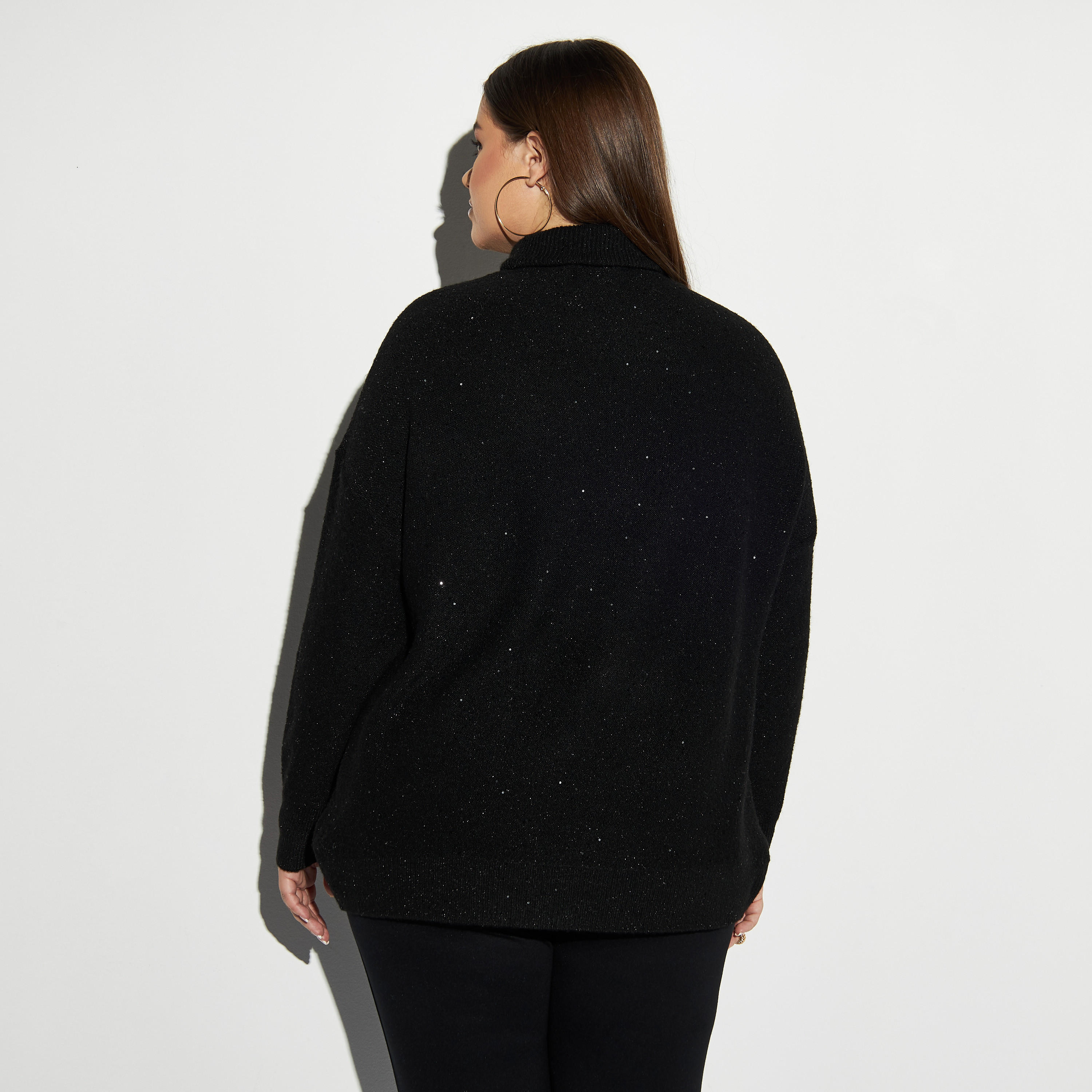 كنزة مقاس كبير بارزة الملمس بياقة عالية وأكمام طويلة-women-winterwear-cardigansandjumpers-cardigans-image-3