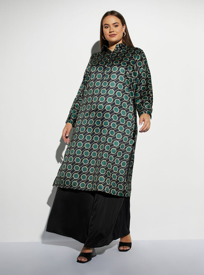 قميص تونيك مقاس كبير بأكمام طويلة وفتحات وطبعات-women-clothing-dresses-image-2