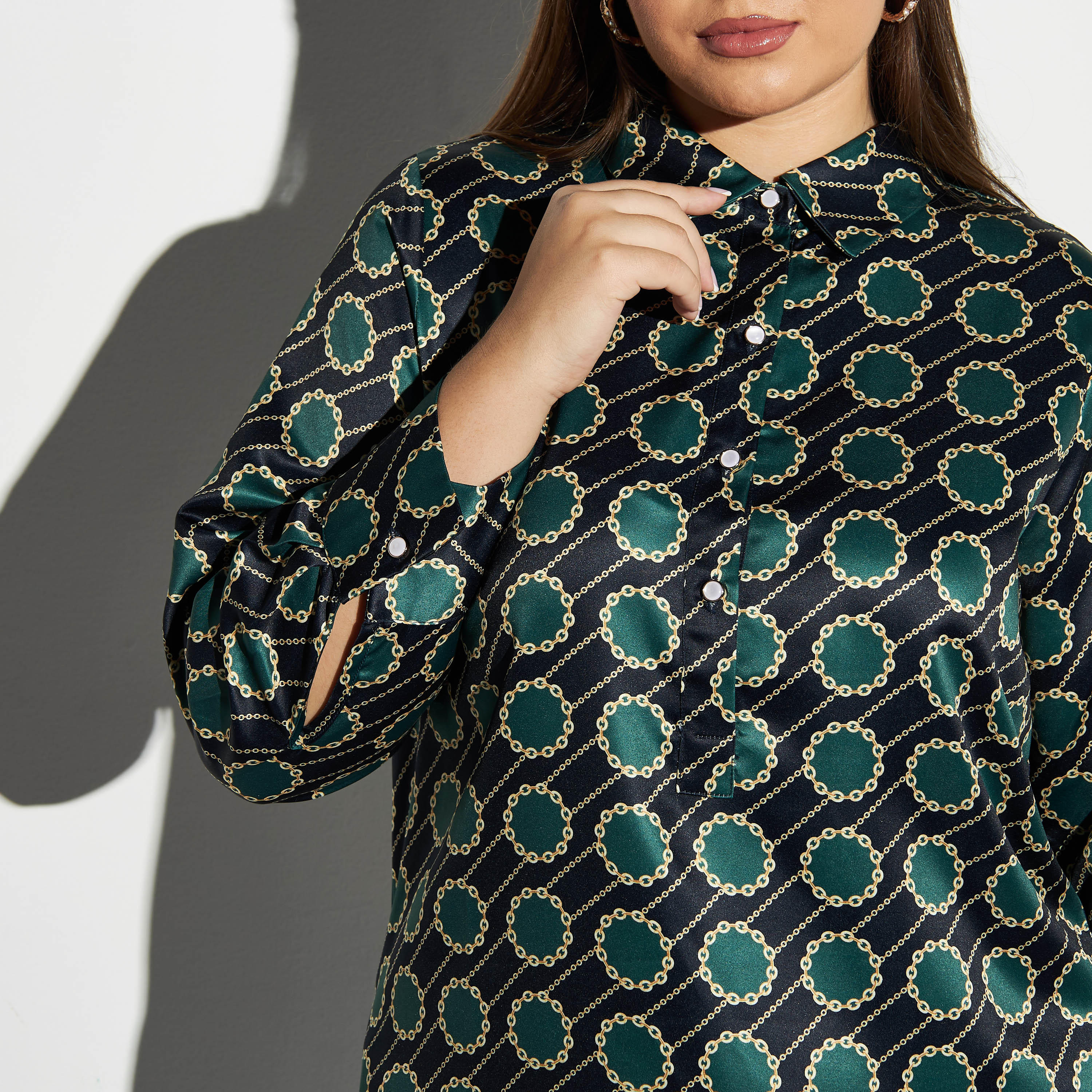 قميص تونيك مقاس كبير بأكمام طويلة وفتحات وطبعات-women-clothing-dresses-image-4