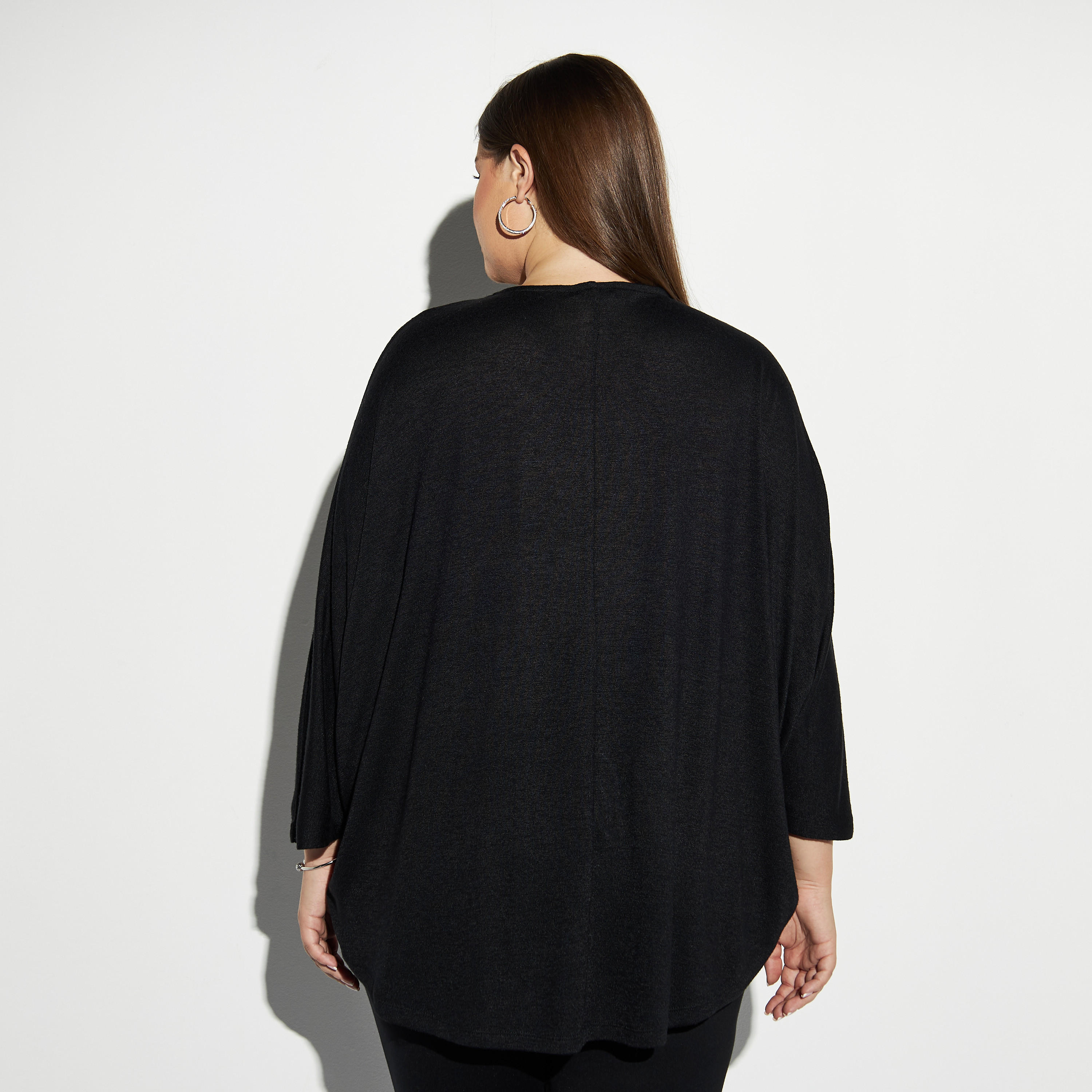 بلوزة مقاس كبير بأكمام بشكل فراشة وسحّاب إغلاق-women-clothing-tshirts-image-4