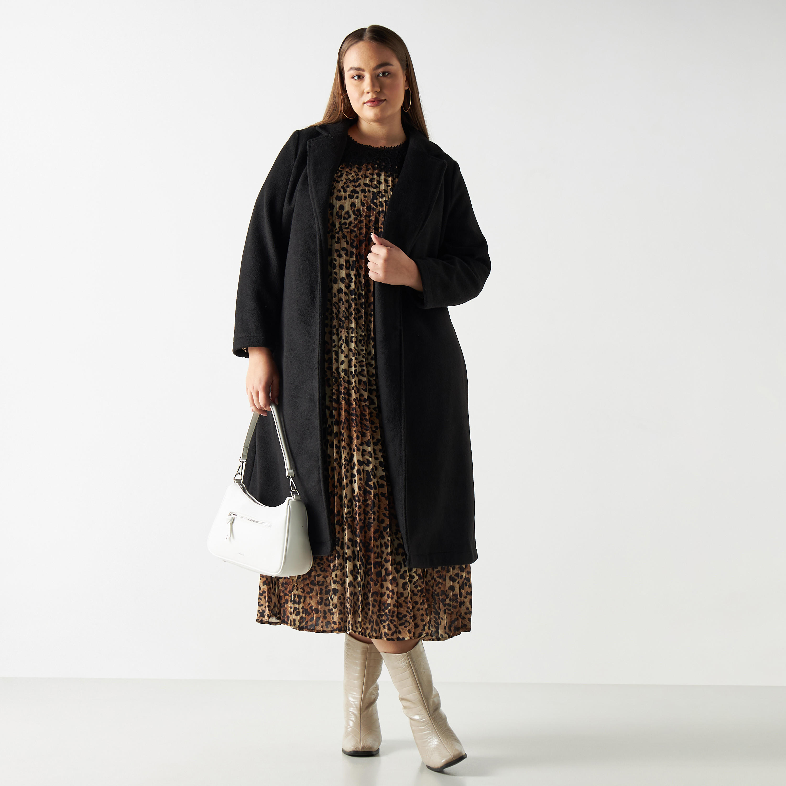 معطف بارز الملمس مقاس كبير بحزام ربط-women-clothing-coatsandjackets-coats-image-2