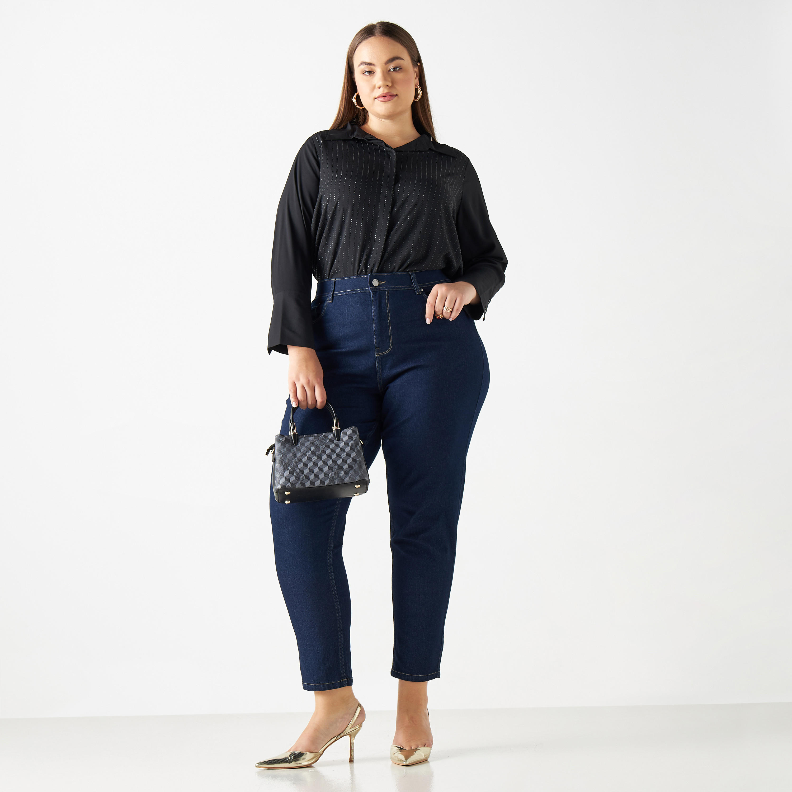 Plus Size Embellished Shirt with Long Sleeves-women-clothing-shirtsandblouses-blouses-image-2