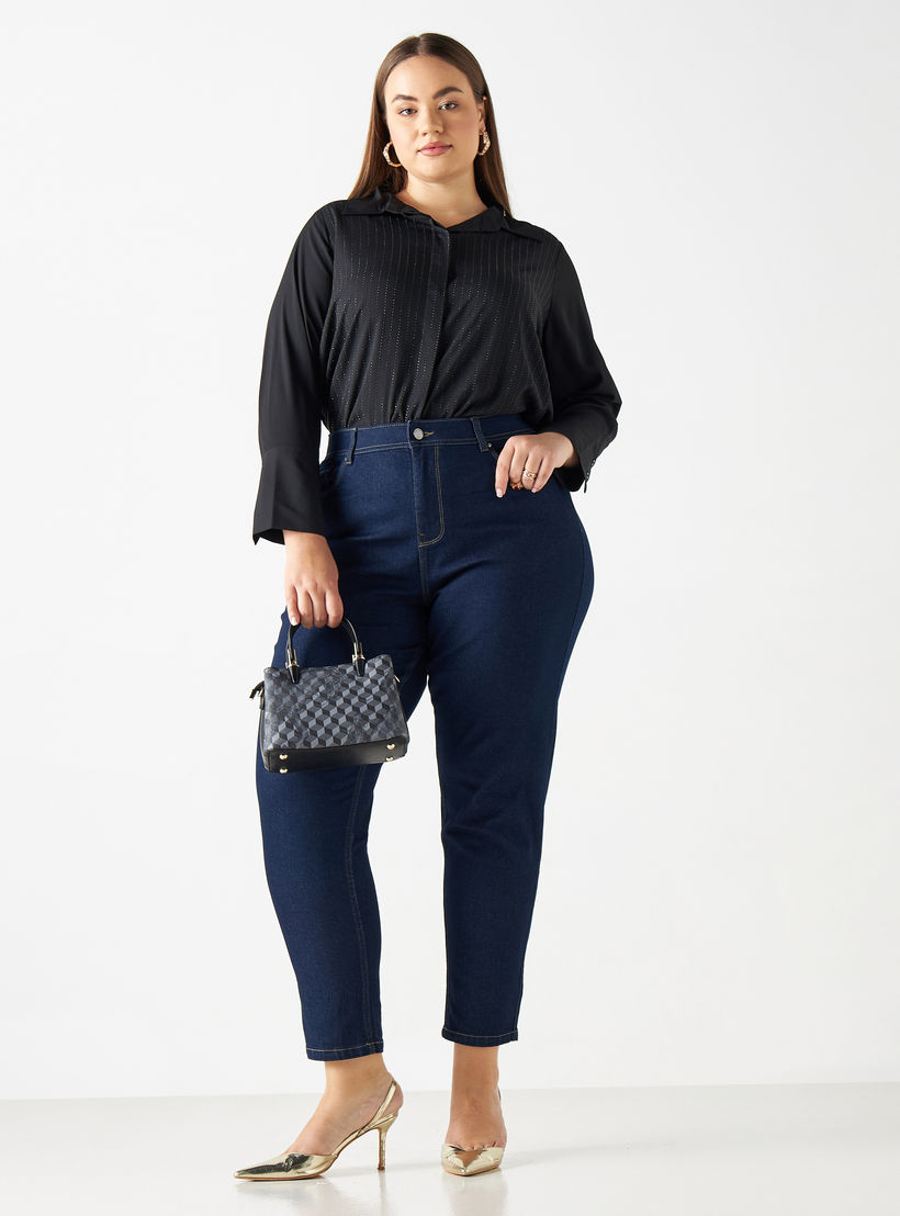 Plus Size Embellished Shirt with Long Sleeves-women-clothing-shirtsandblouses-blouses-image-2