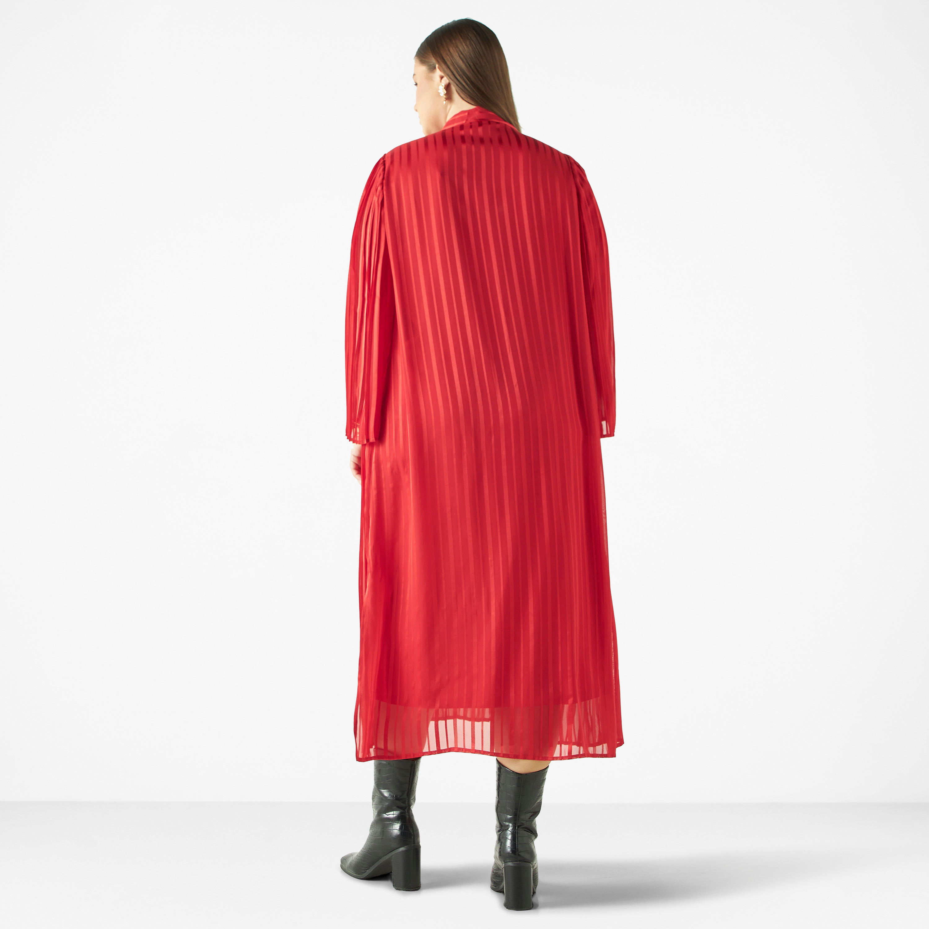 فستان واسع مقاس كبير بكسرات وأربطة وأكمام طويلة-women-clothing-dresses-image-3
