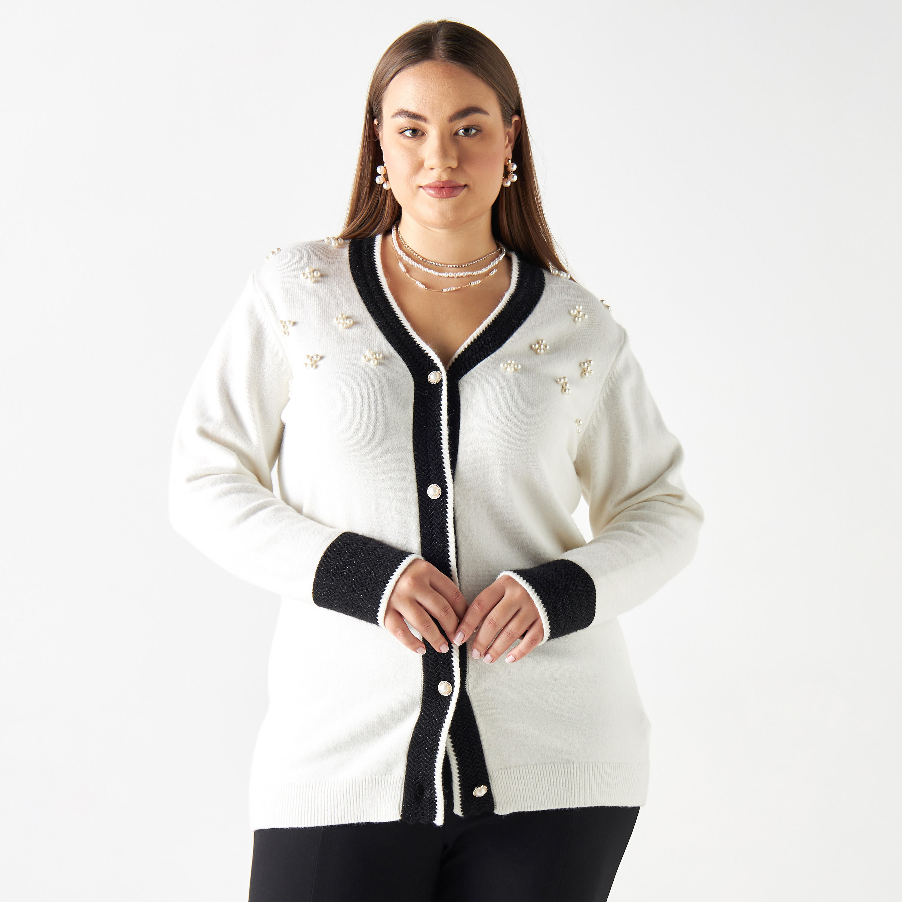 كارديجان مزيّن مقاس واسع-women-winterwear-cardigansandjumpers-cardigans-image-4