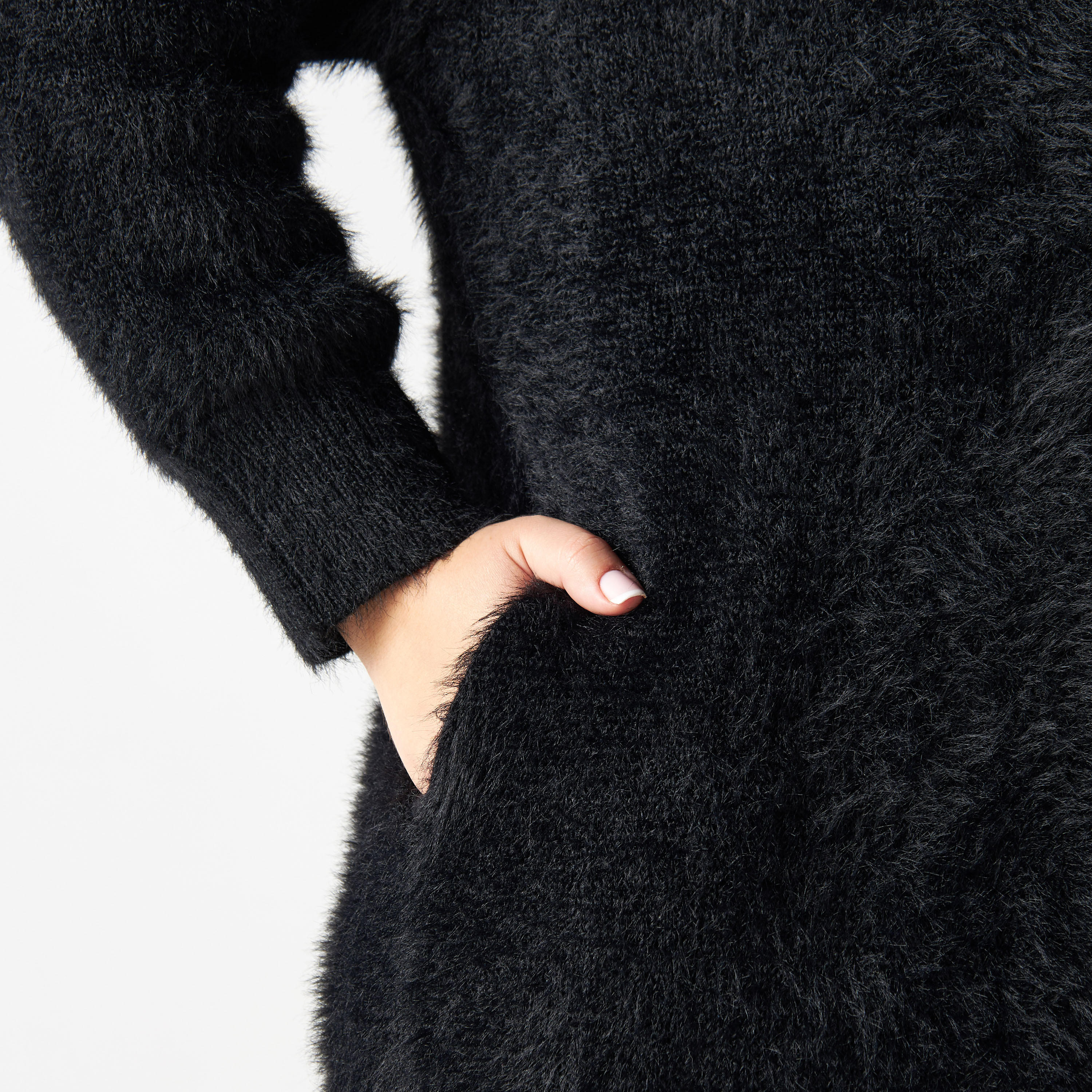 Plus Size Textured Open Front Longline Cardigan with Pockets-women-winterwear-cardigansandjumpers-cardigans-image-5