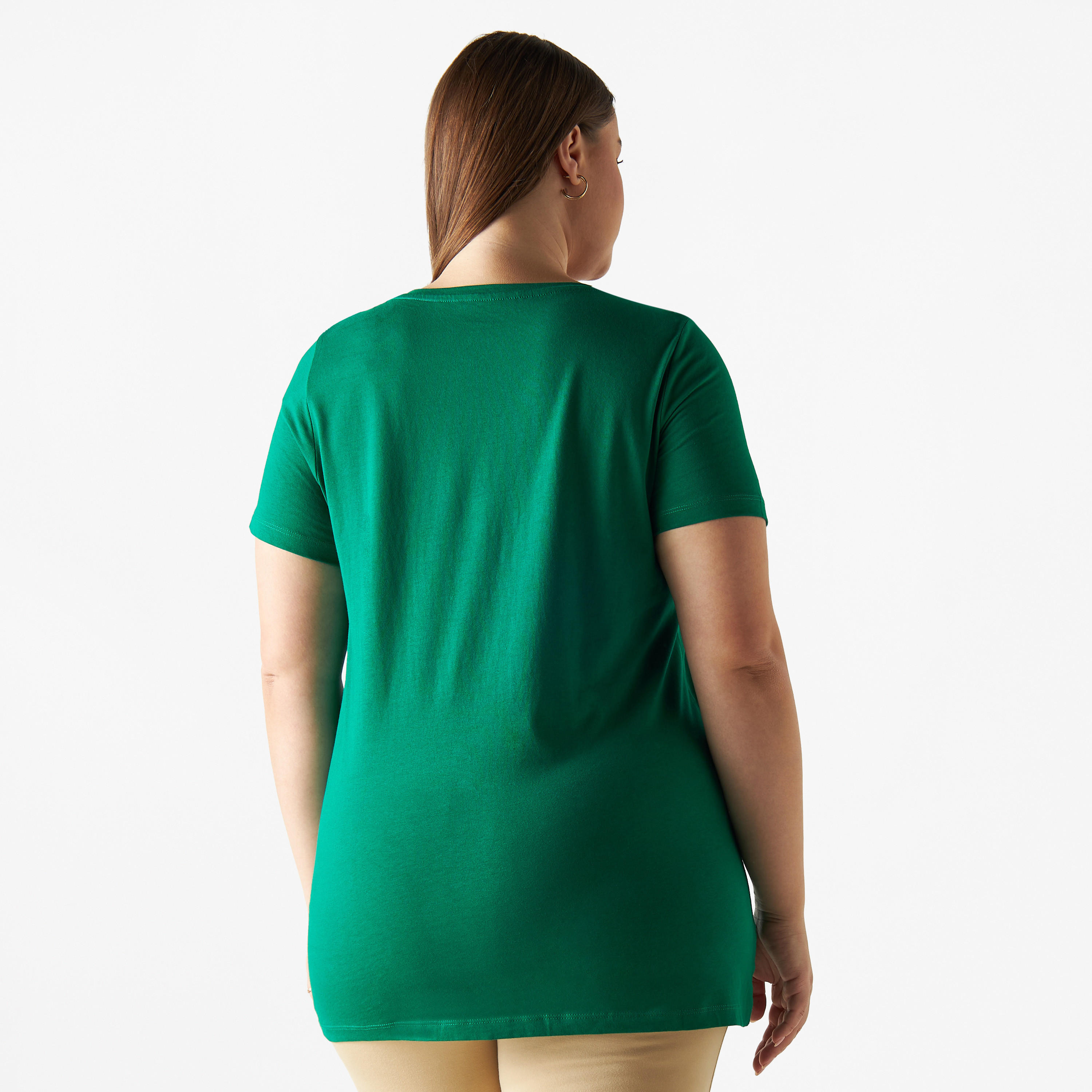 تيشيرت مقاس كبير بياقة مستديرة وأكمام قصيرة وطبعات أزهار-women-clothing-tshirts-image-3