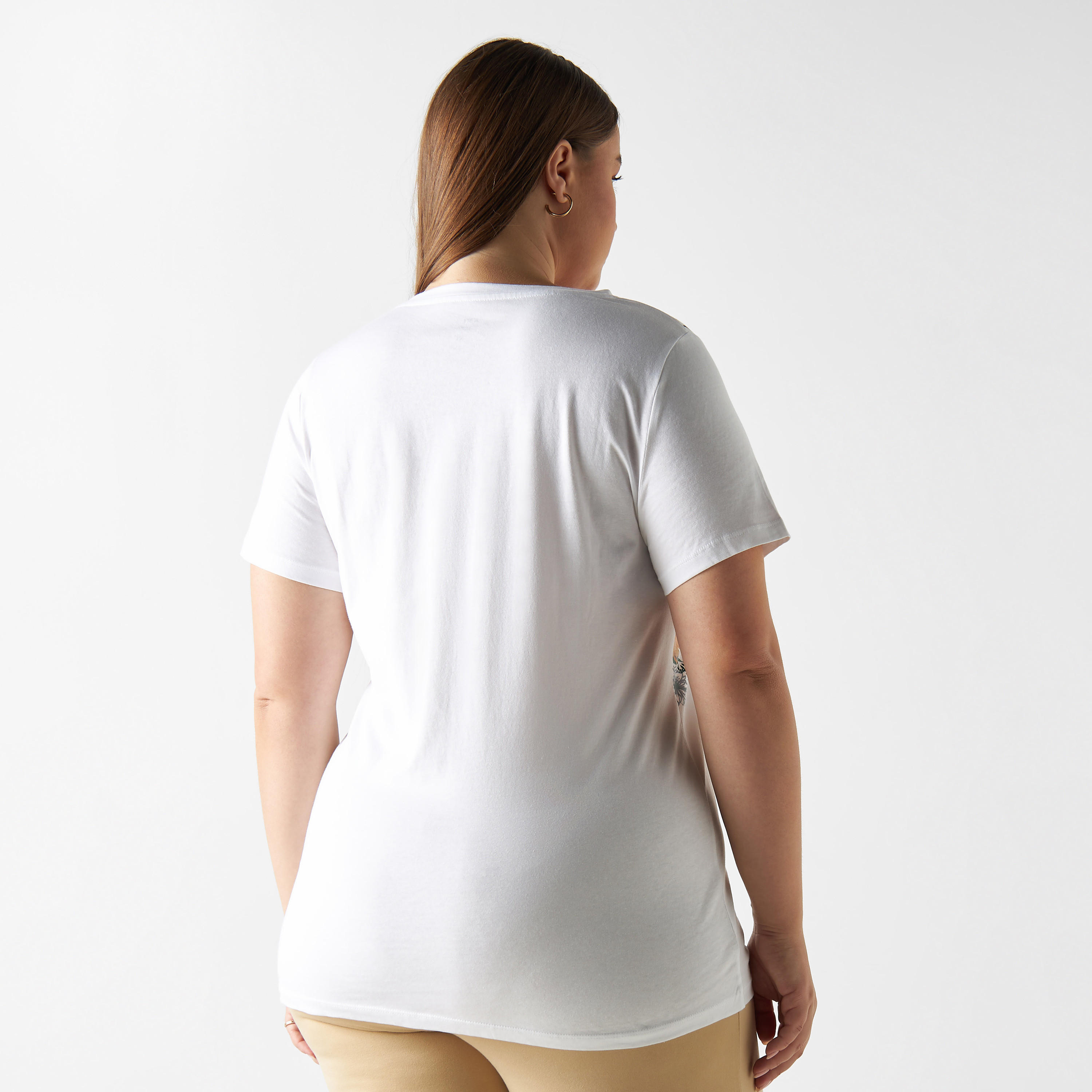 Plus Size Printed Round Neck T-shirt with Short Sleeves-women-clothing-tshirts-image-3
