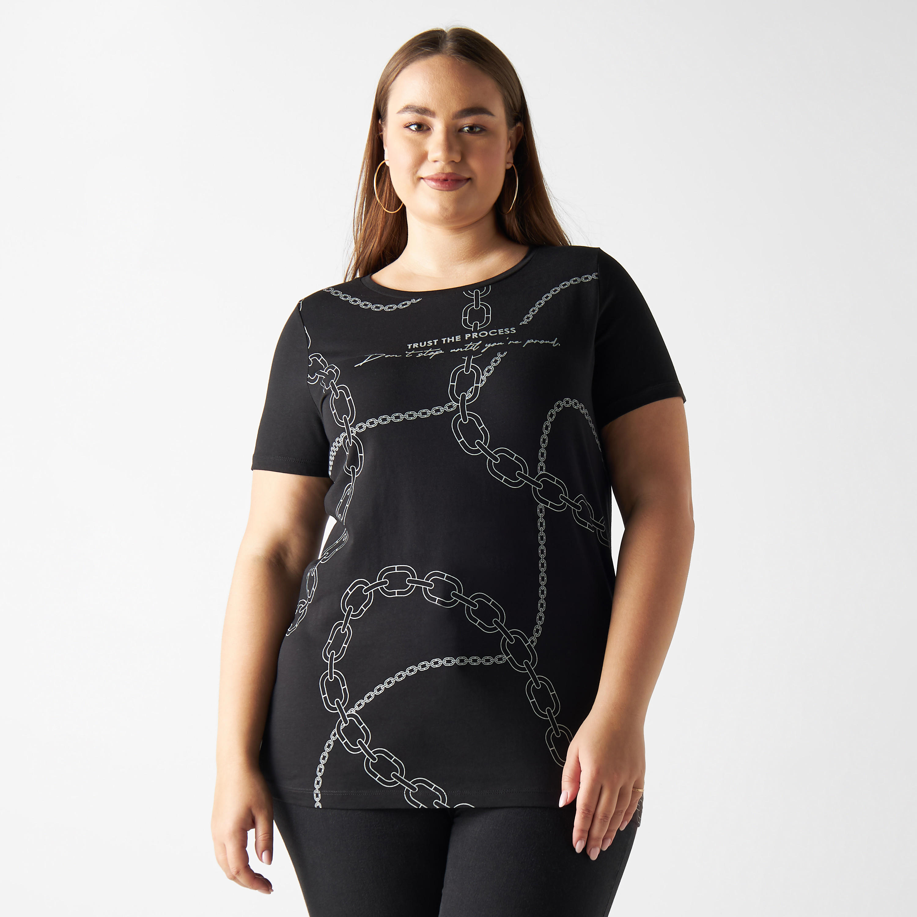 تيشيرت مقاس كبير بأكمام قصيرة وياقة مستديرة وطبعات-women-clothing-tshirts-image-4