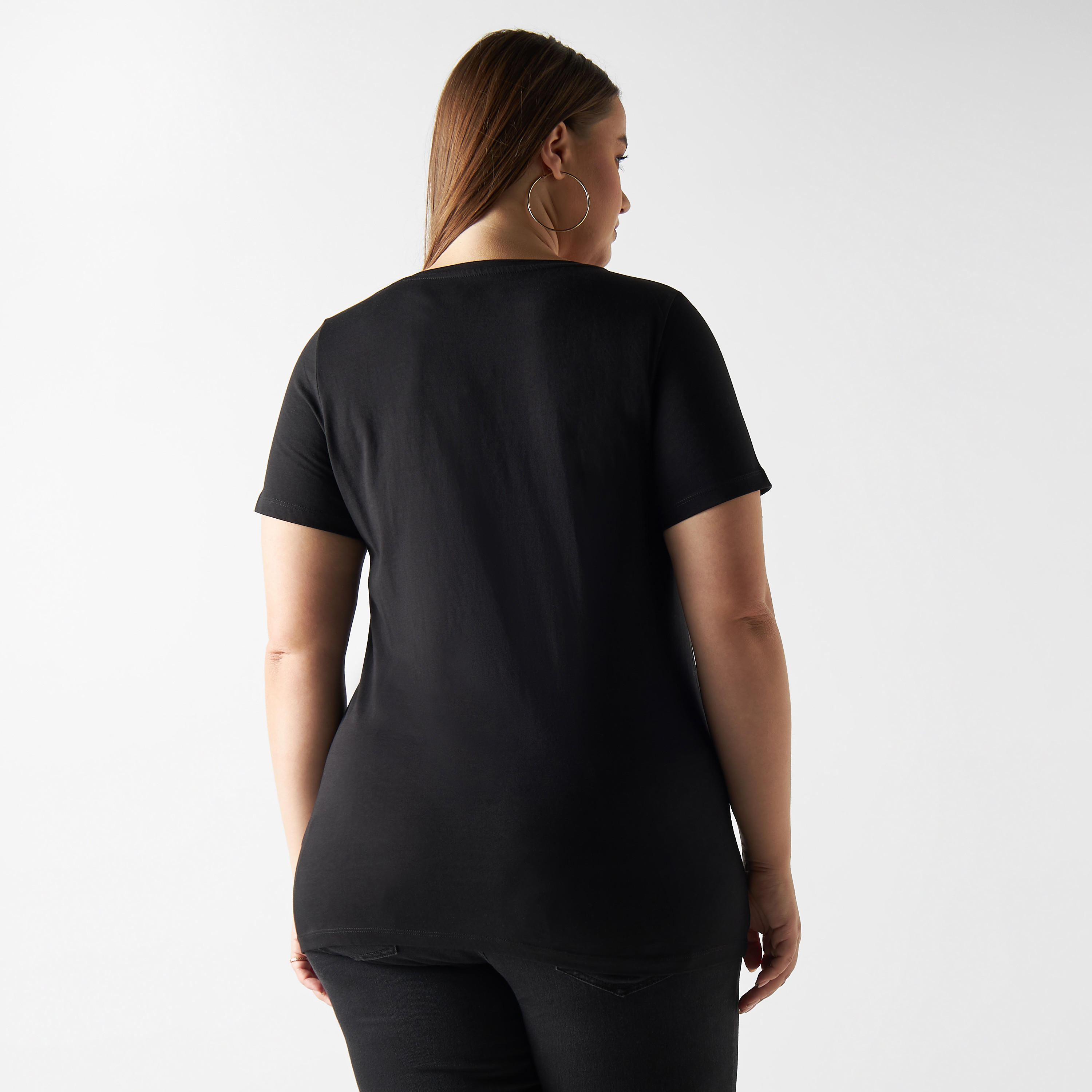 تيشيرت مقاس كبير بأكمام قصيرة وياقة مستديرة وطبعات-women-clothing-tshirts-image-2
