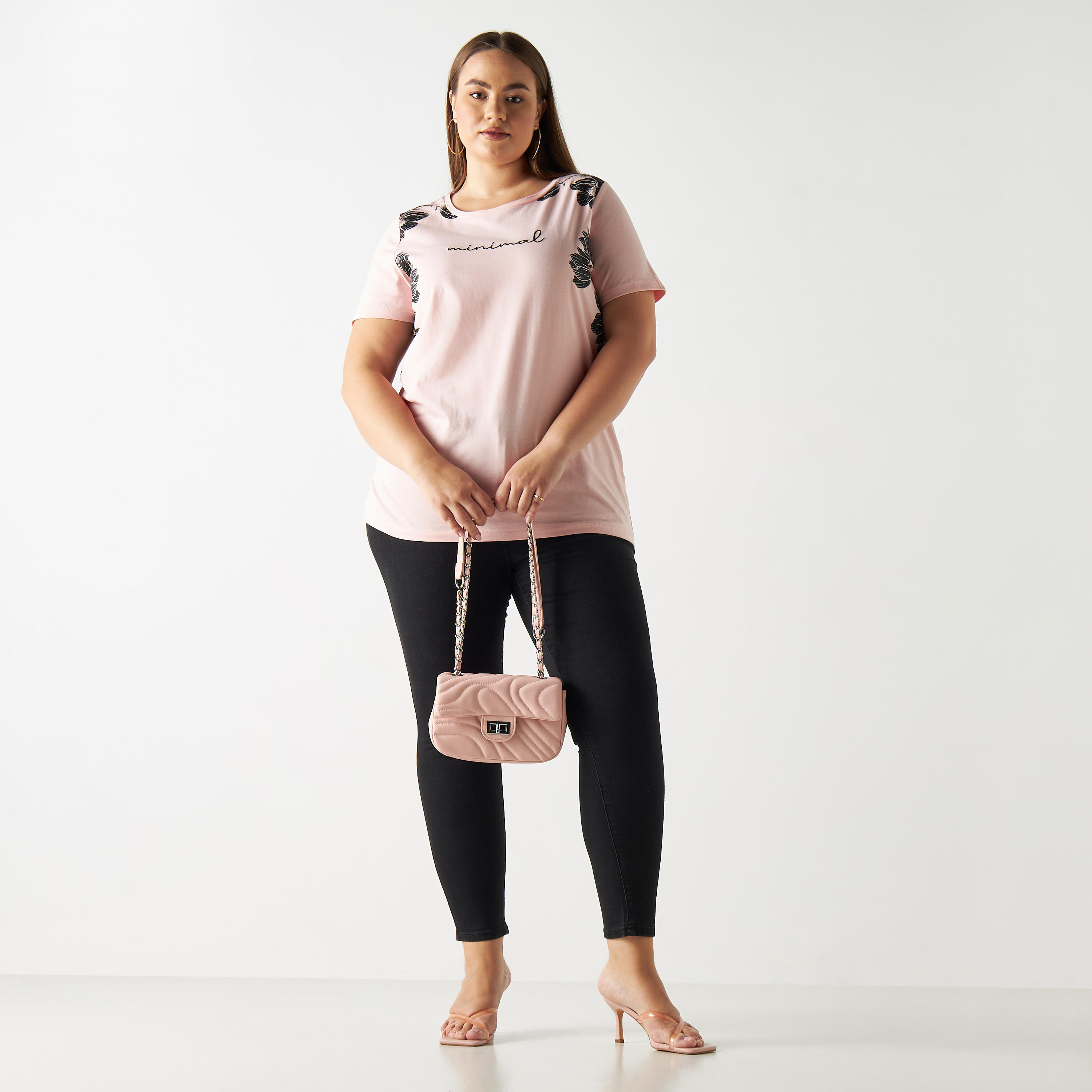 Plus Size Printed Round Neck T-shirt with Short Sleeves-women-clothing-tshirts-image-2