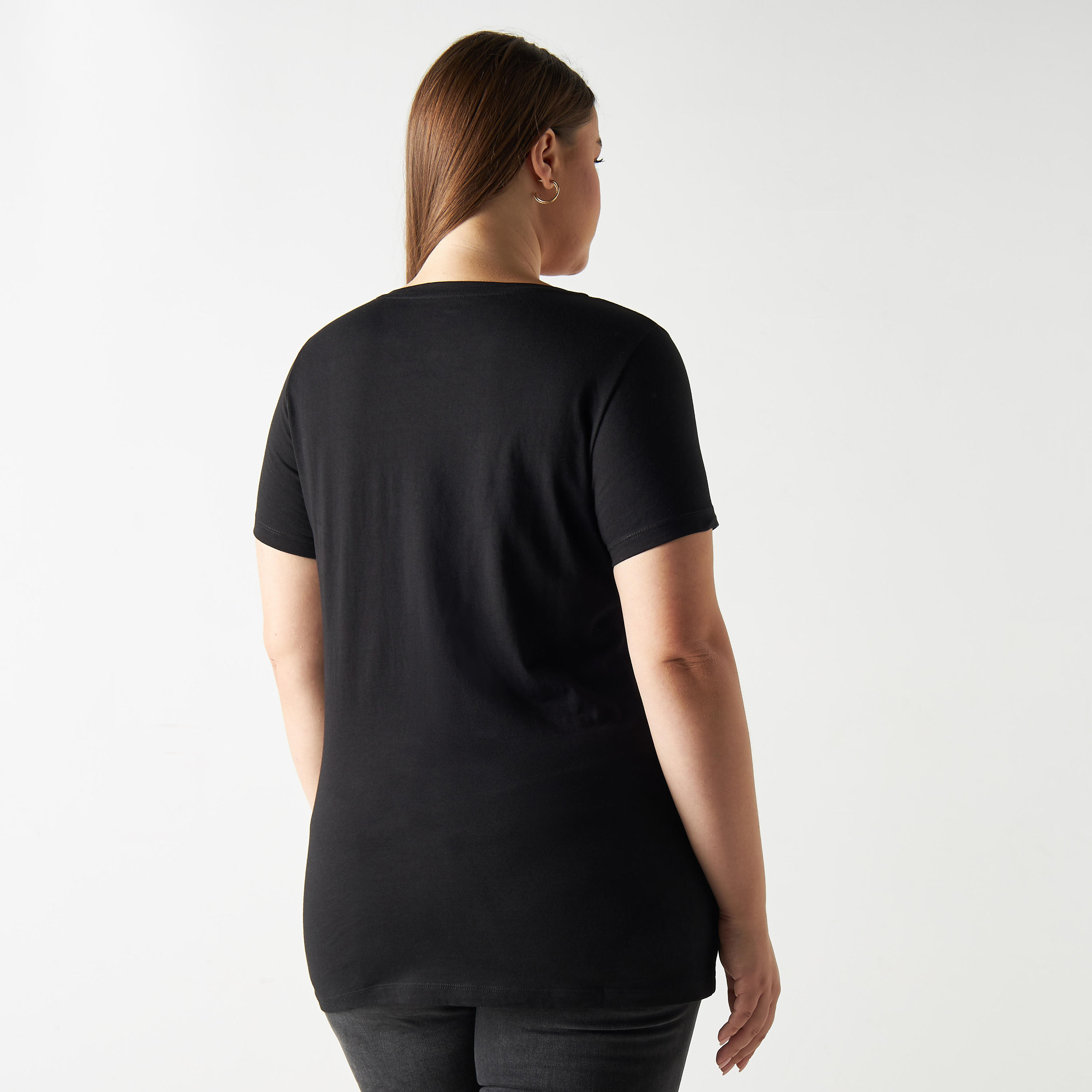 Plus Size Printed Round Neck T-shirt with Short Sleeves-women-clothing-tshirts-image-3