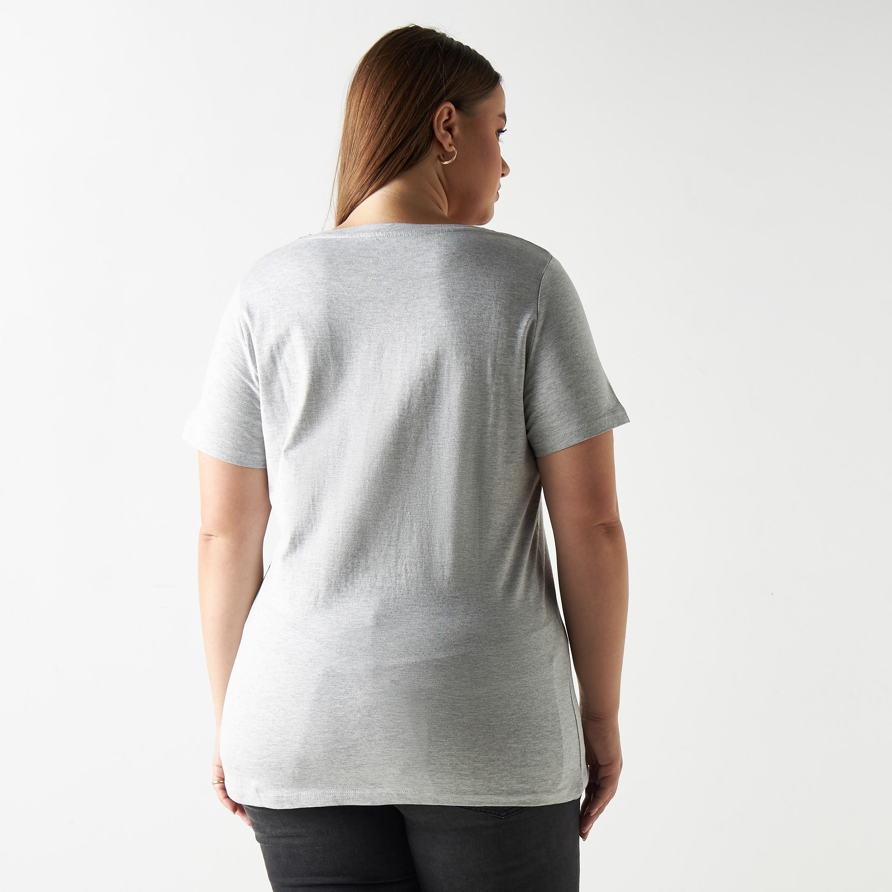 تيشيرت مقاس كبير بأكمام قصيرة وياقة مستديرة وطبعات-women-clothing-tshirts-image-2