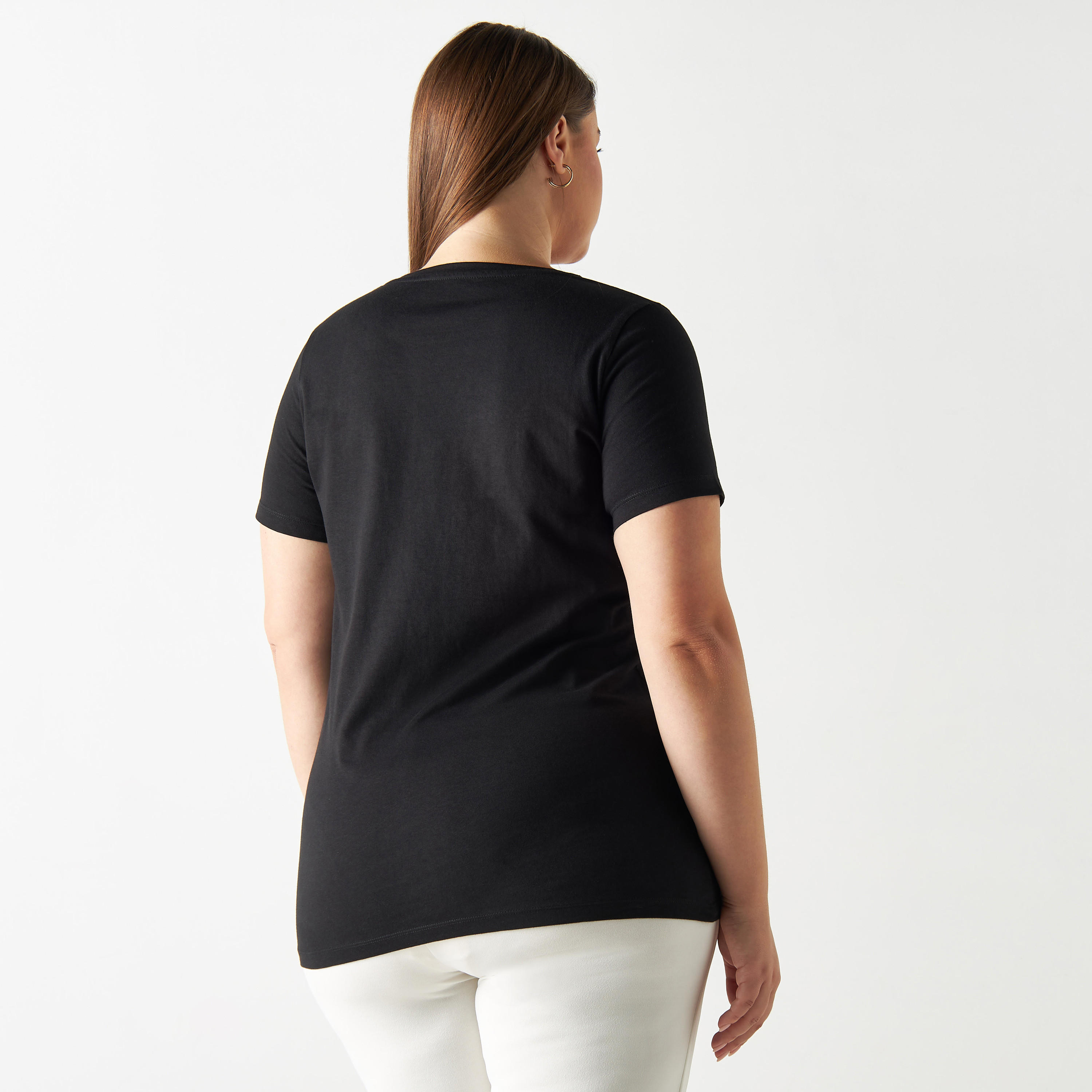 تيشيرت مقاس كبير بأكمام قصيرة وياقة ضيقة وطبعات-women-clothing-tshirts-image-3