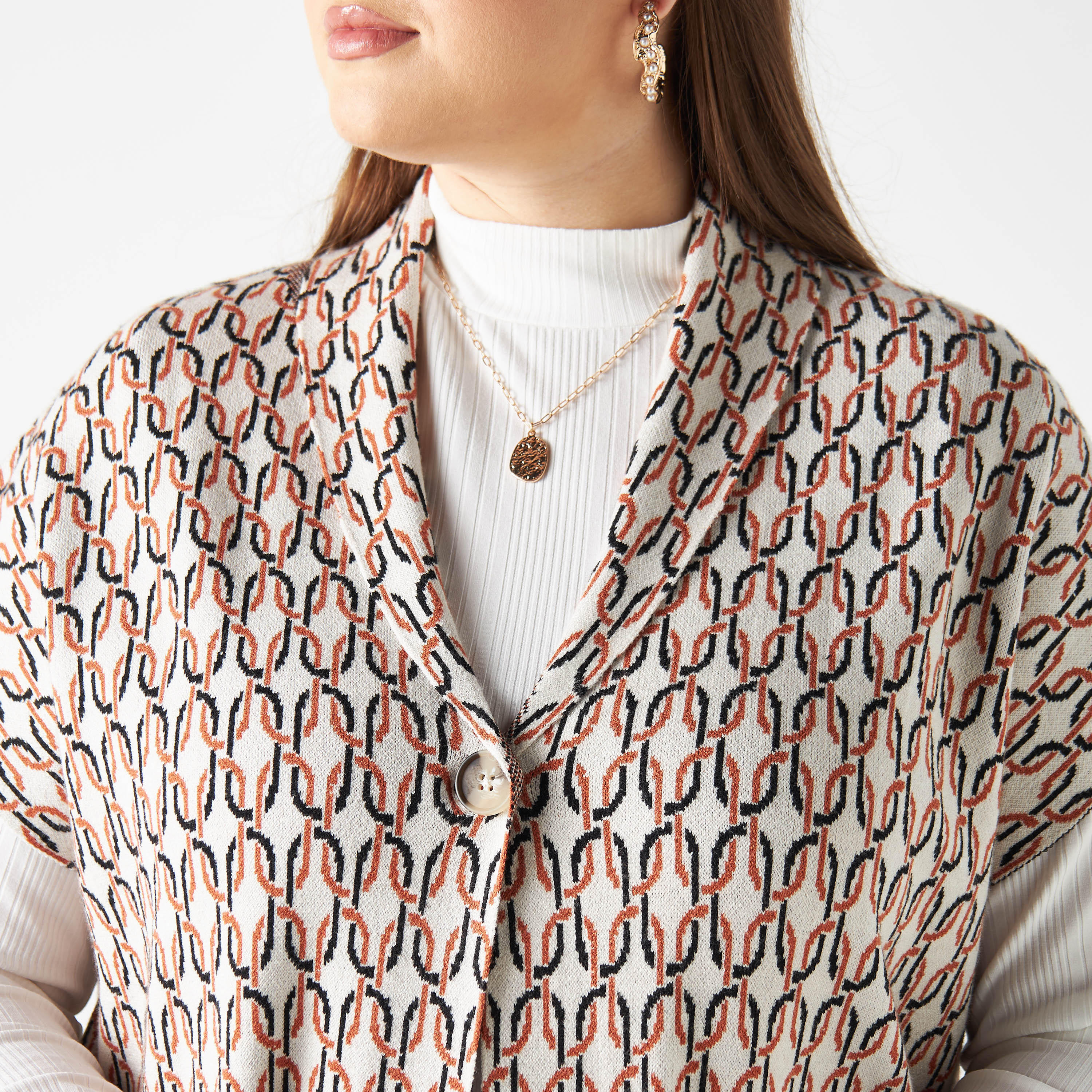 سترة كارديجان طويلة بارزة الملمس مقاس كبير بياقة شال-women-winterwear-cardigansandjumpers-cardigans-image-4