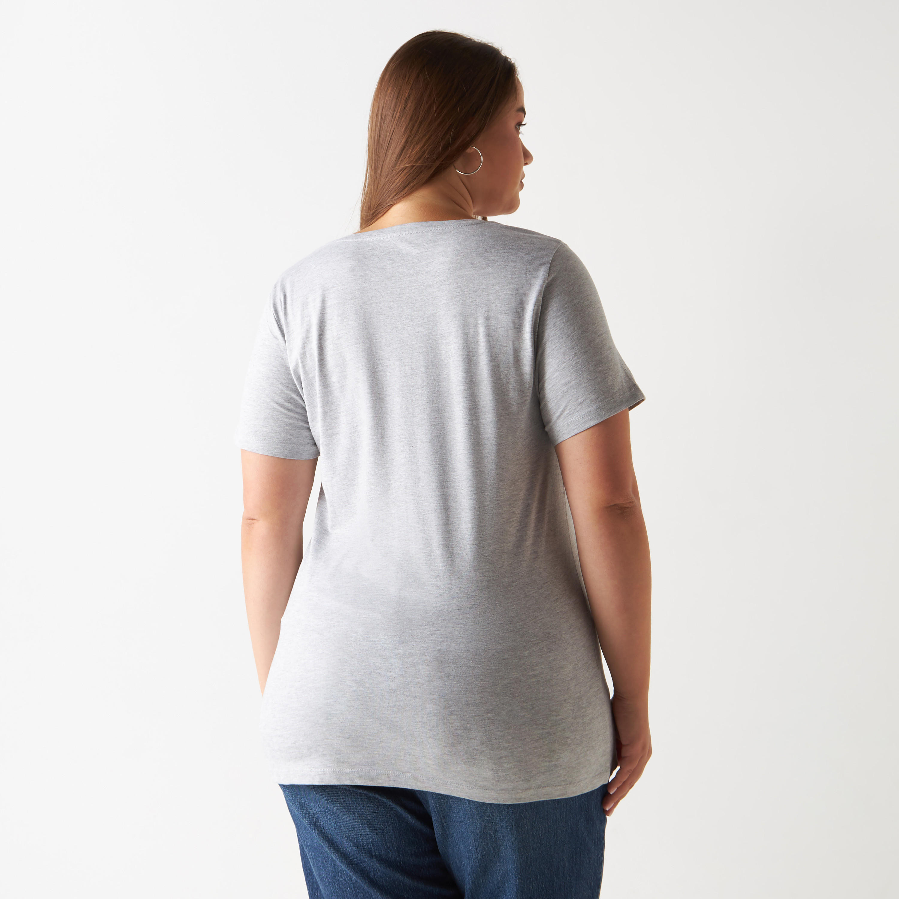 تيشيرت مقاس كبير بأكمام قصيرة وياقة ضيقة وطبعات-women-clothing-tshirts-image-3