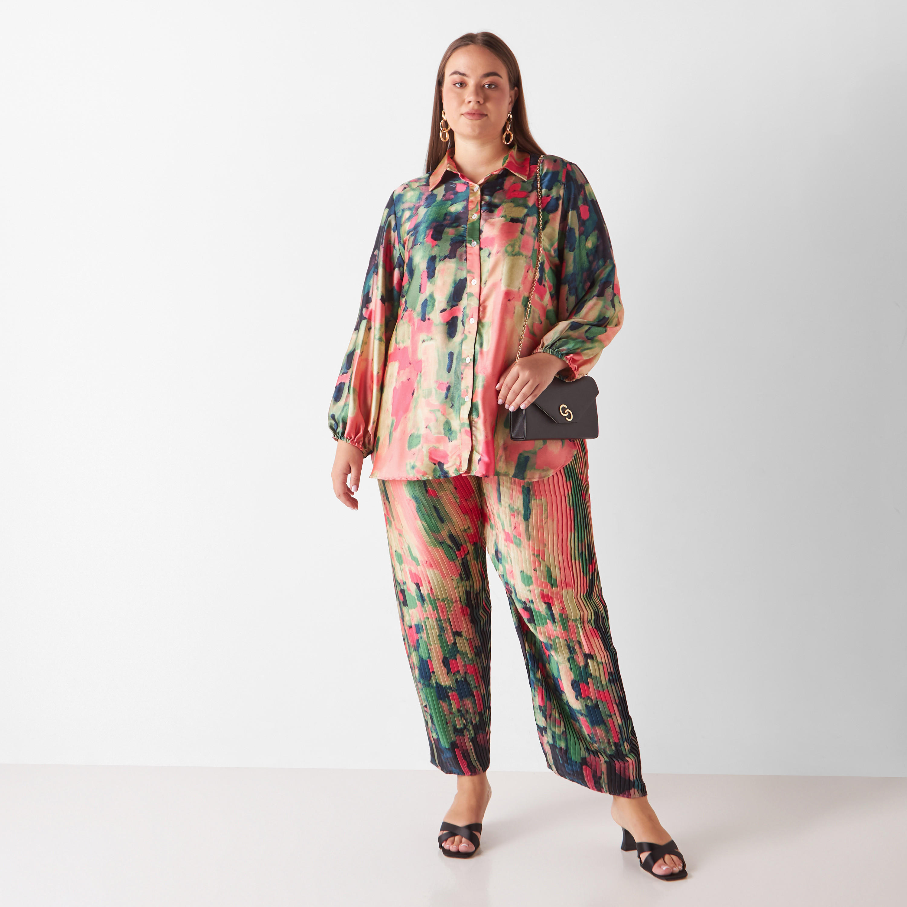 بنطلون بليسيه مقاس كبير بخصر مطاطي وطبعات-women-clothing-trousers-image-6