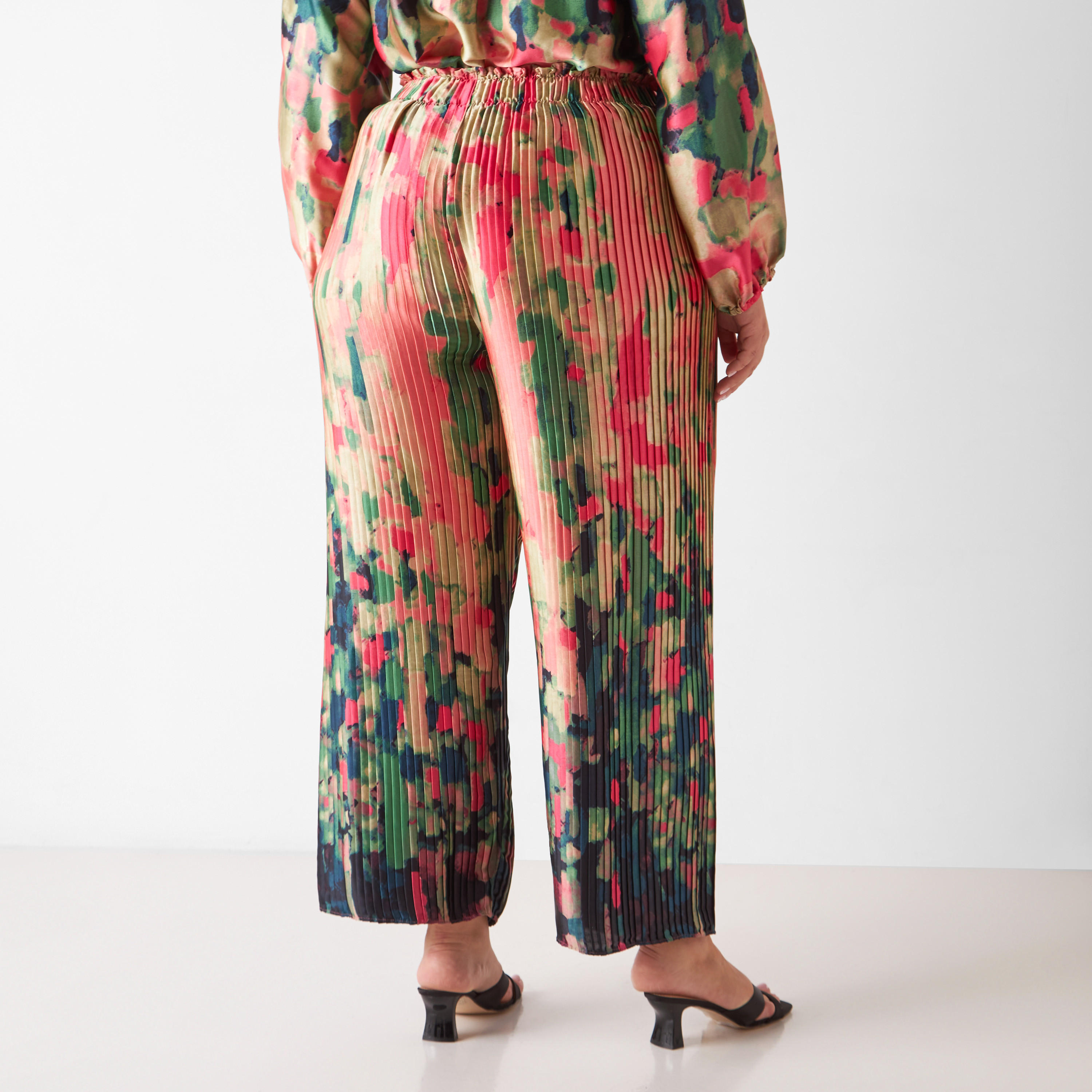 بنطلون بليسيه مقاس كبير بخصر مطاطي وطبعات-women-clothing-trousers-image-7
