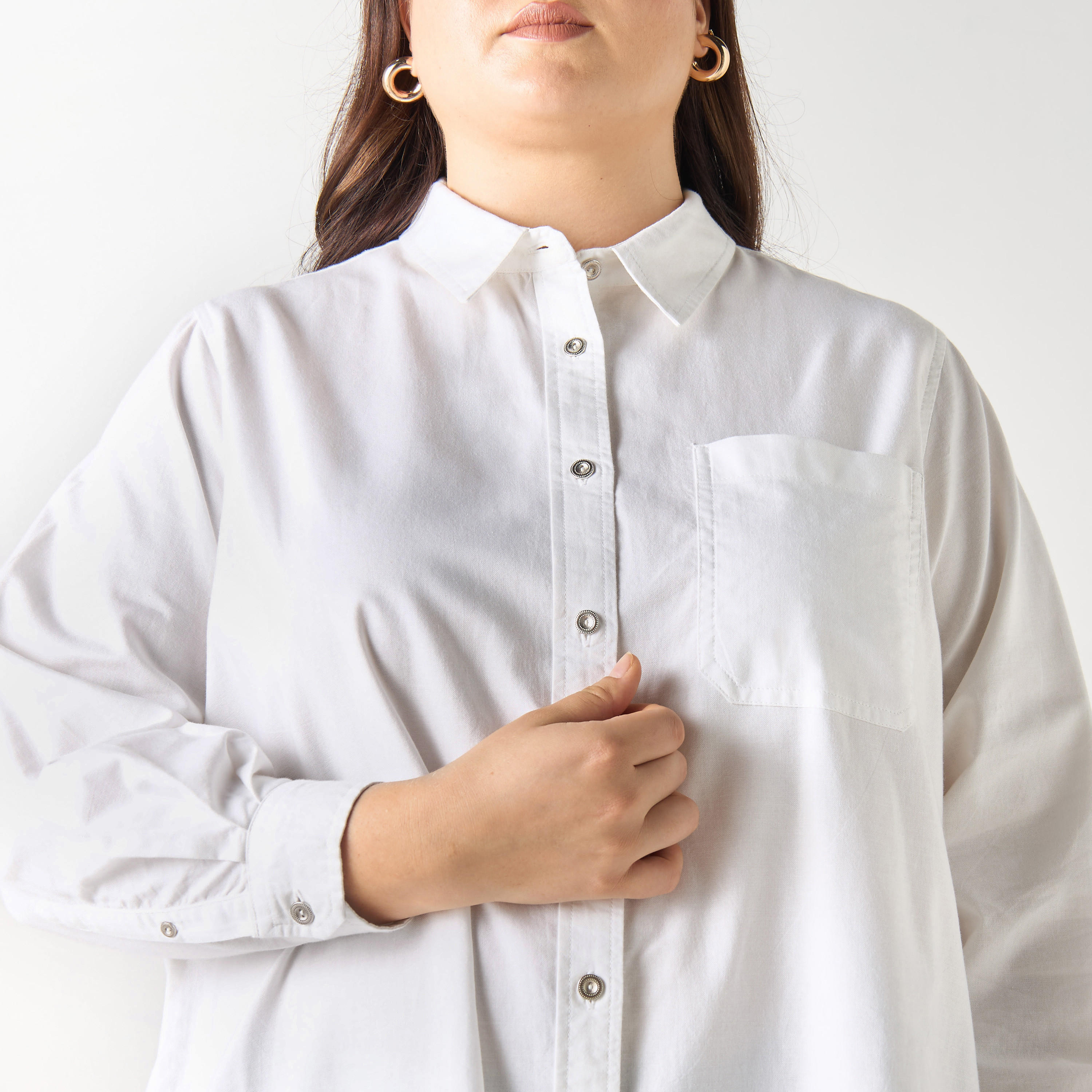 Plus Size Ulla Popken High Low Cotton Shirt with Long Sleeves and Pocket-women-clothing-shirtsandblouses-shirts-image-4