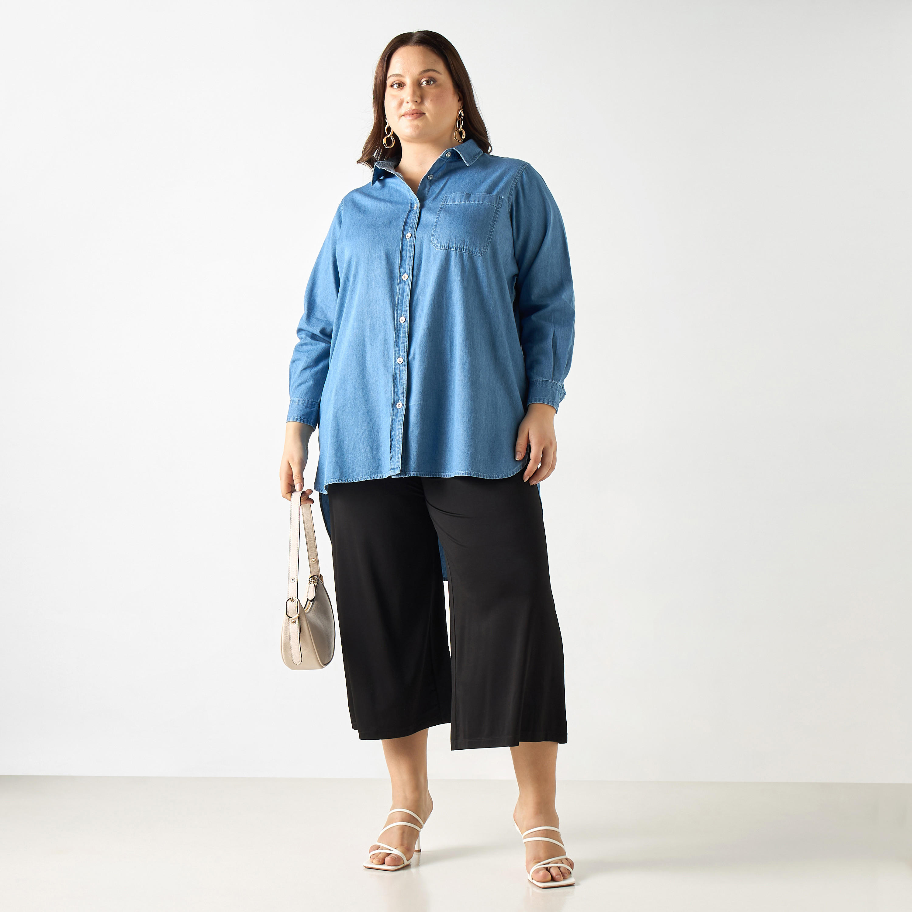 Plus Size Ulla Popken High Low Cotton Shirt with Long Sleeves and Pocket-women-clothing-shirtsandblouses-shirts-image-7