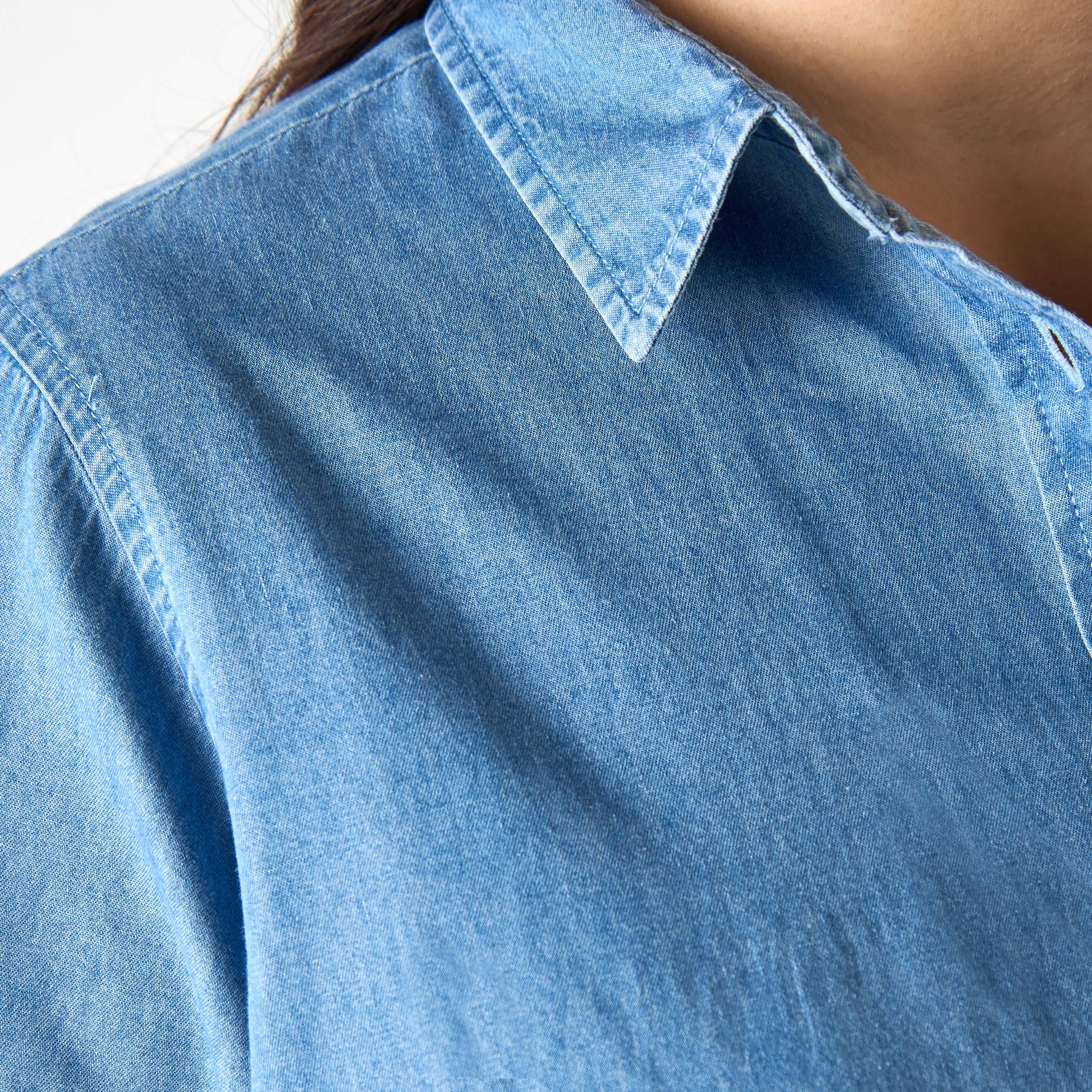 Plus Size Ulla Popken High Low Cotton Shirt with Long Sleeves and Pocket-women-clothing-shirtsandblouses-shirts-image-10