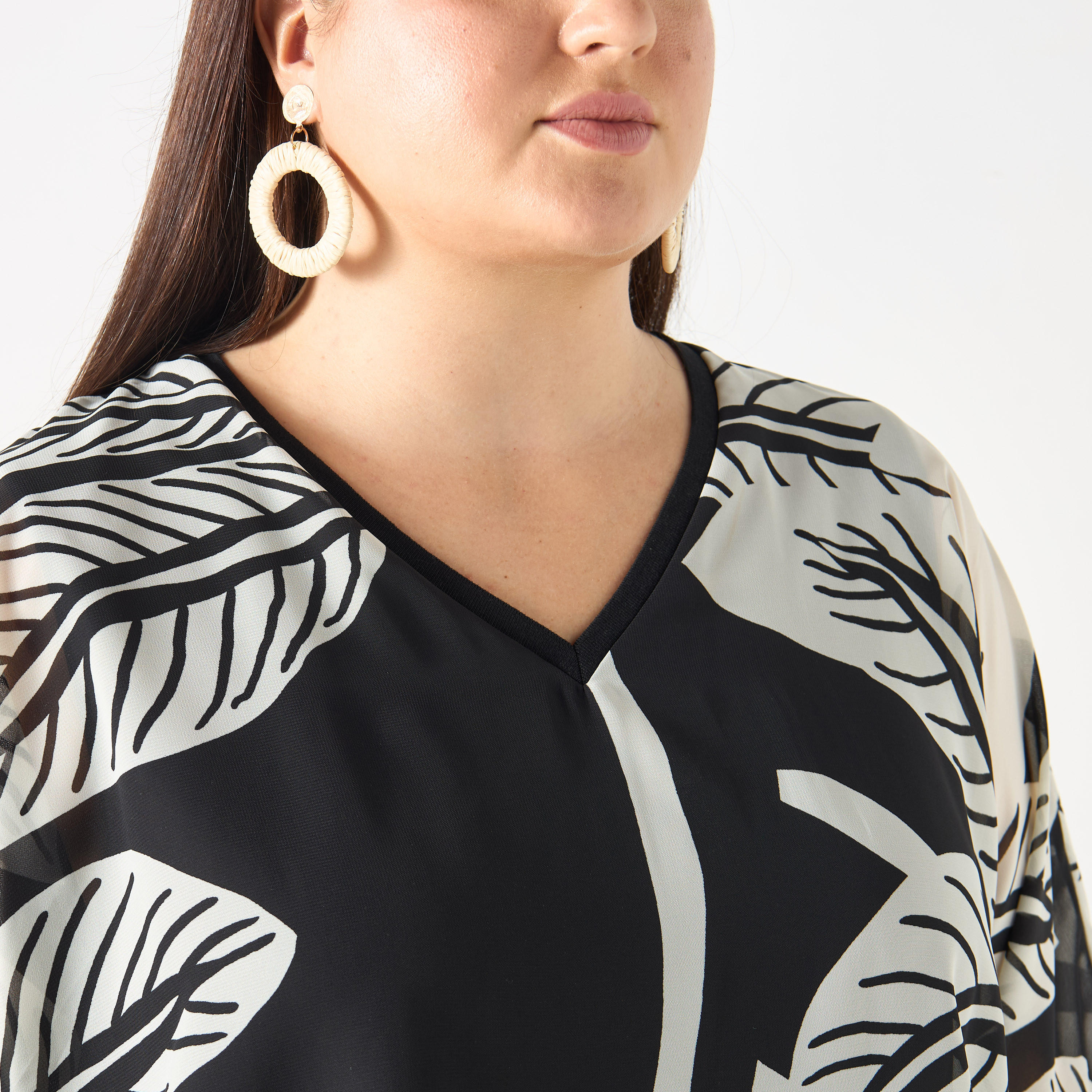Plus Size Ulla Popken All-Over Print V-neck Top with Short Sleeves-women-clothing-shirtsandblouses-blouses-image-4