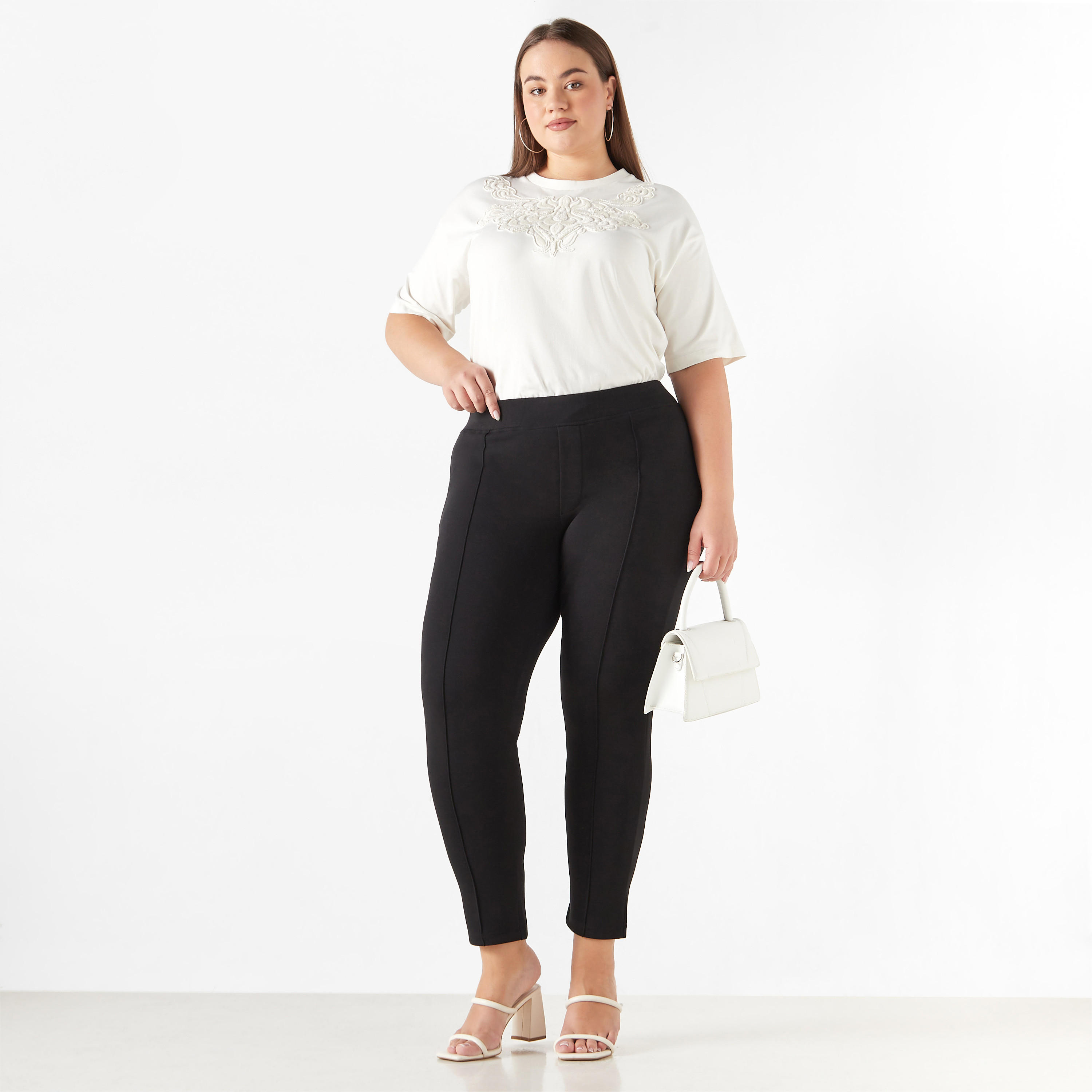 Plus Size Ulla Popken Embroidered Top with Short Sleeves and Round Neck-women-clothing-tshirts-image-2