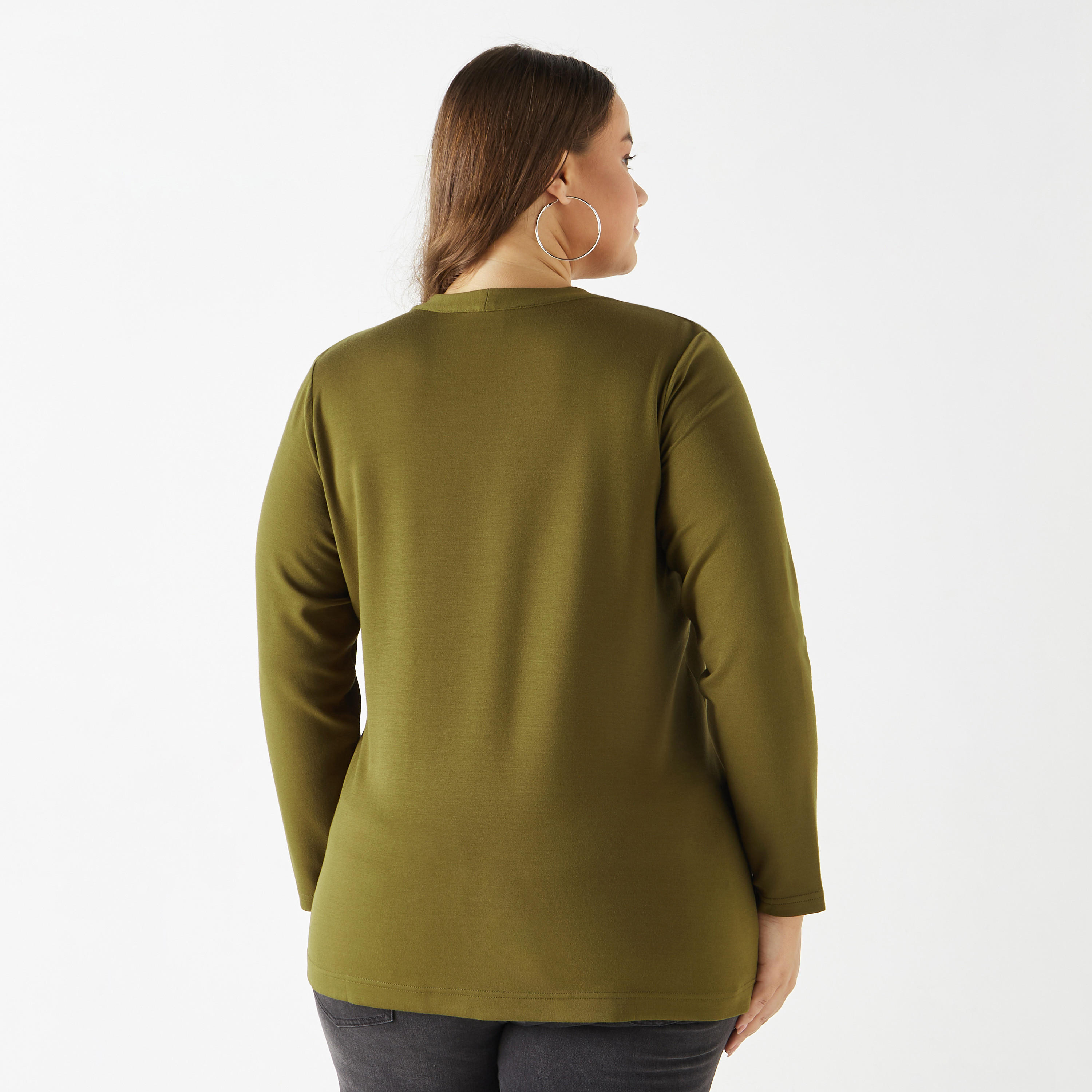 Plus Size Ulla Popken V-neck Top with Long Sleeves-women-clothing-tshirts-image-7