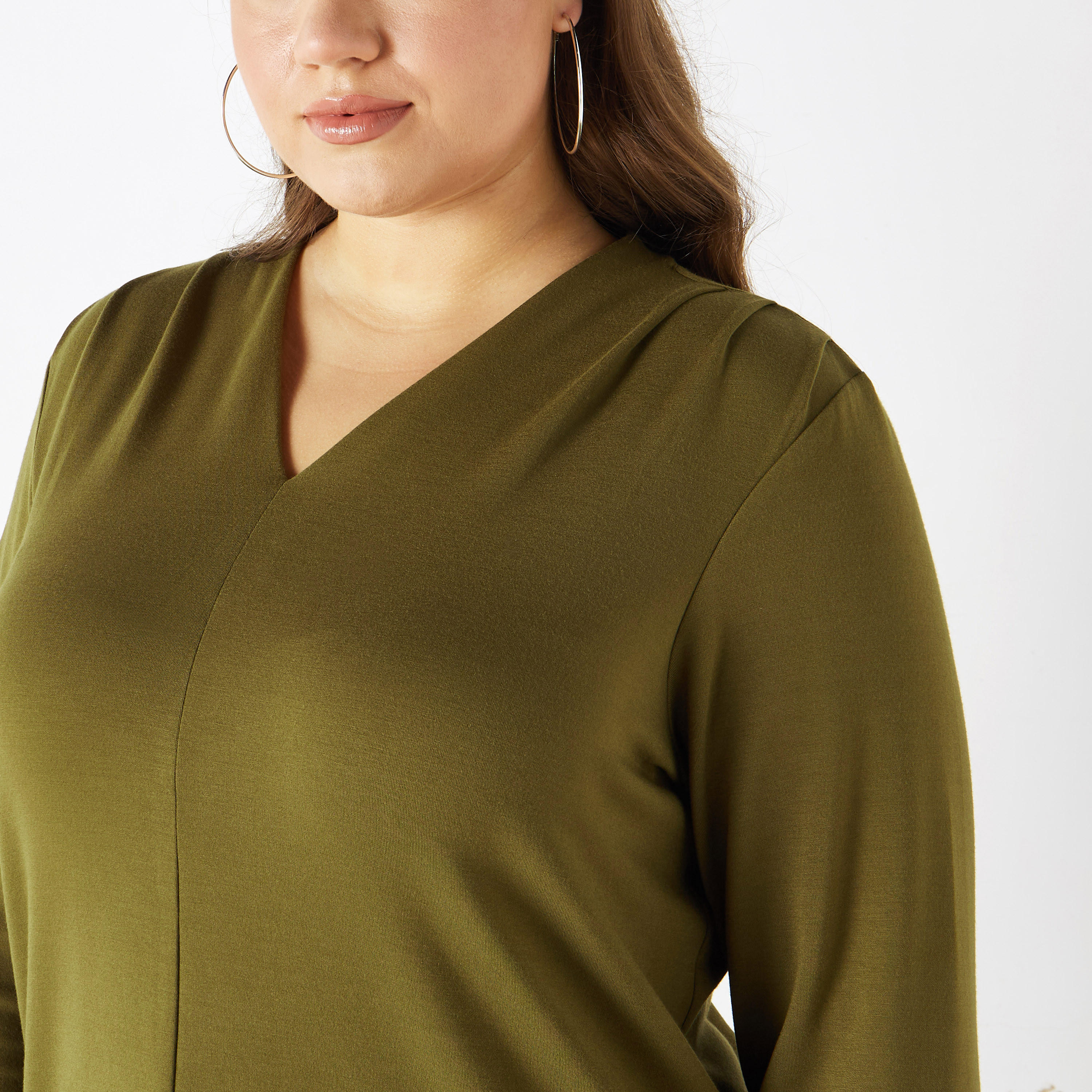 Plus Size Ulla Popken V-neck Top with Long Sleeves-women-clothing-tshirts-image-8