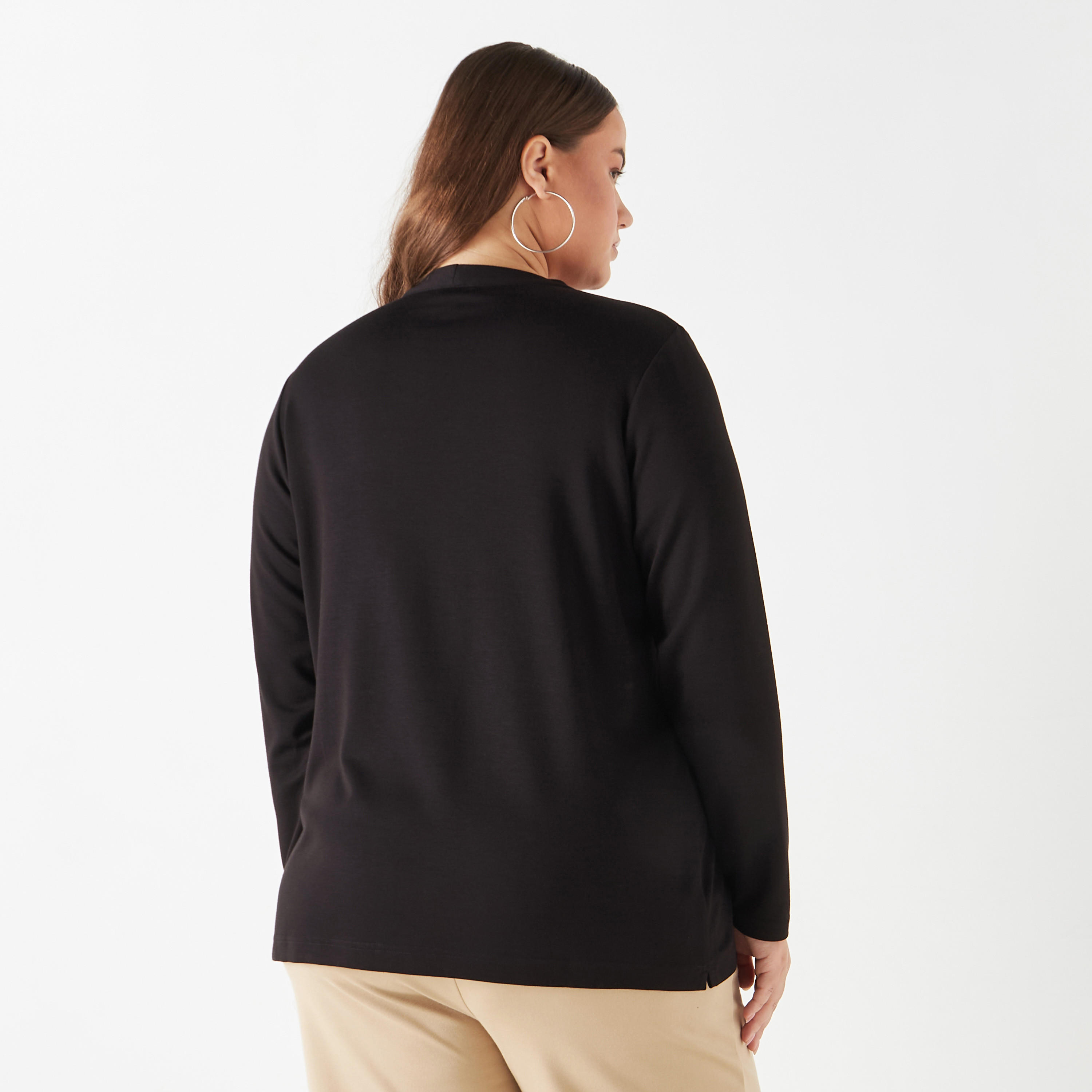 Plus Size Ulla Popken V-neck Top with Long Sleeves-women-clothing-tshirts-image-3