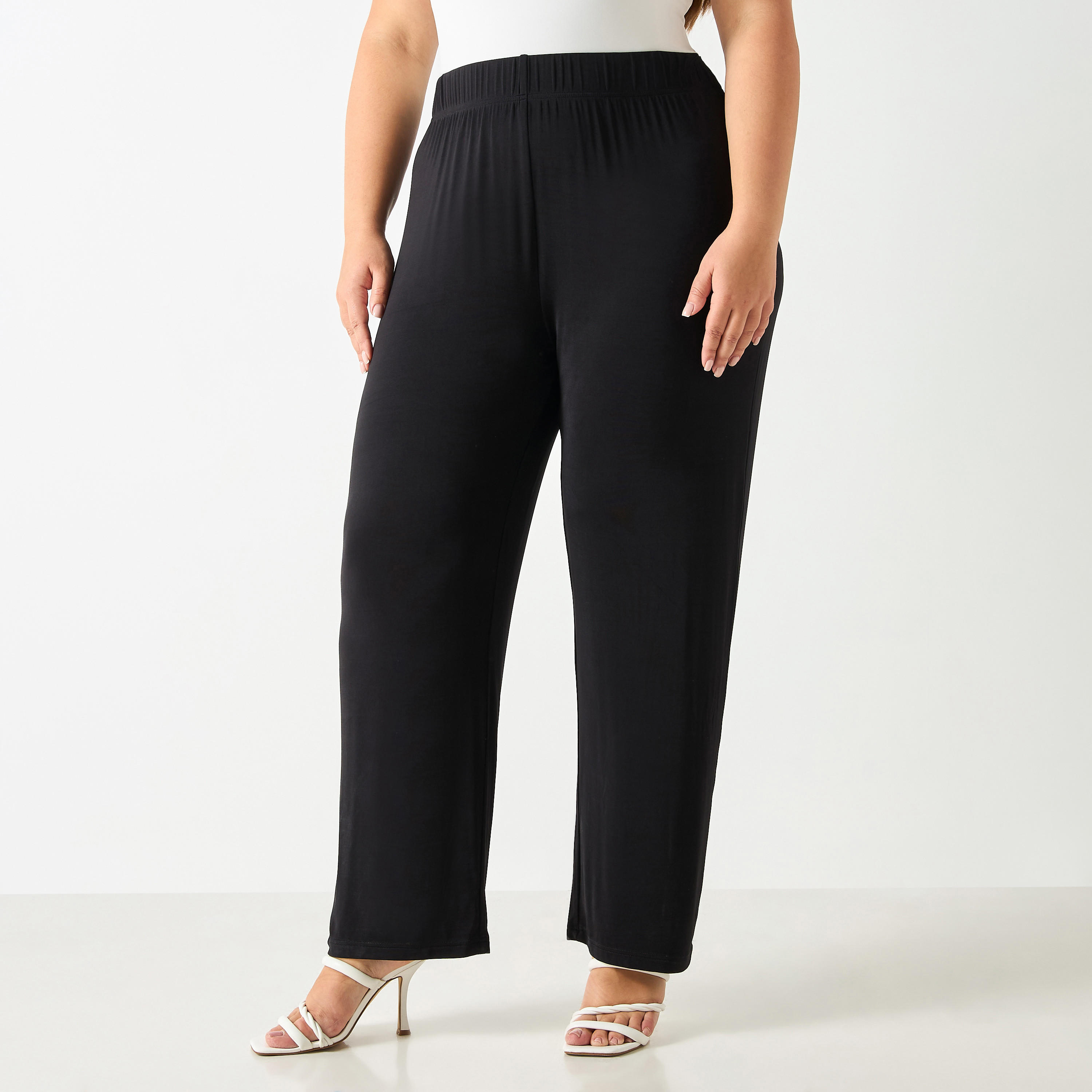 Plus Size Ulla Popken Trousers with Elasticated Waistband-women-clothing-trousers-image-1