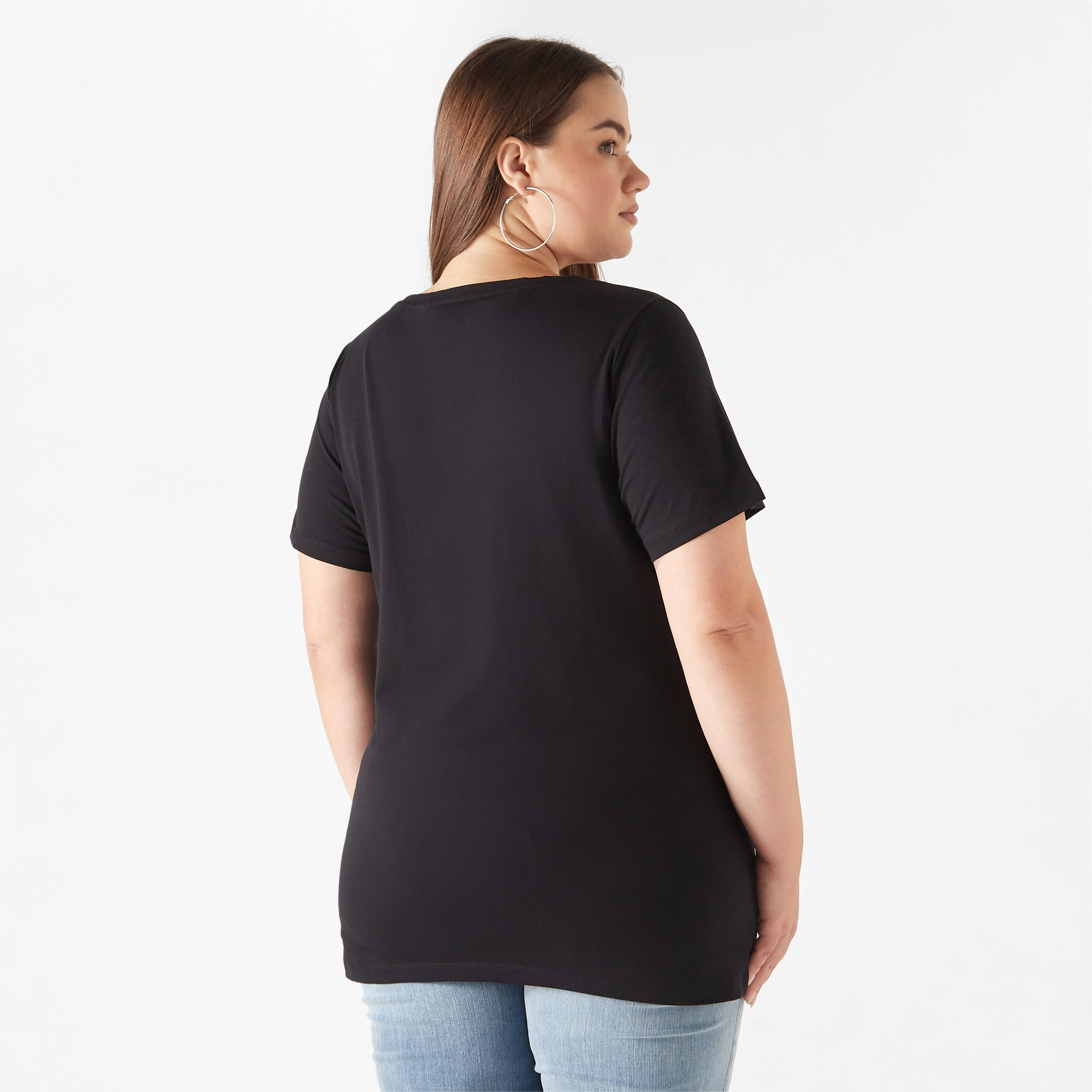 Plus Size Ulla Popken Printed T-shirt with Round Neck and Short Sleeves-women-clothing-tshirts-image-3
