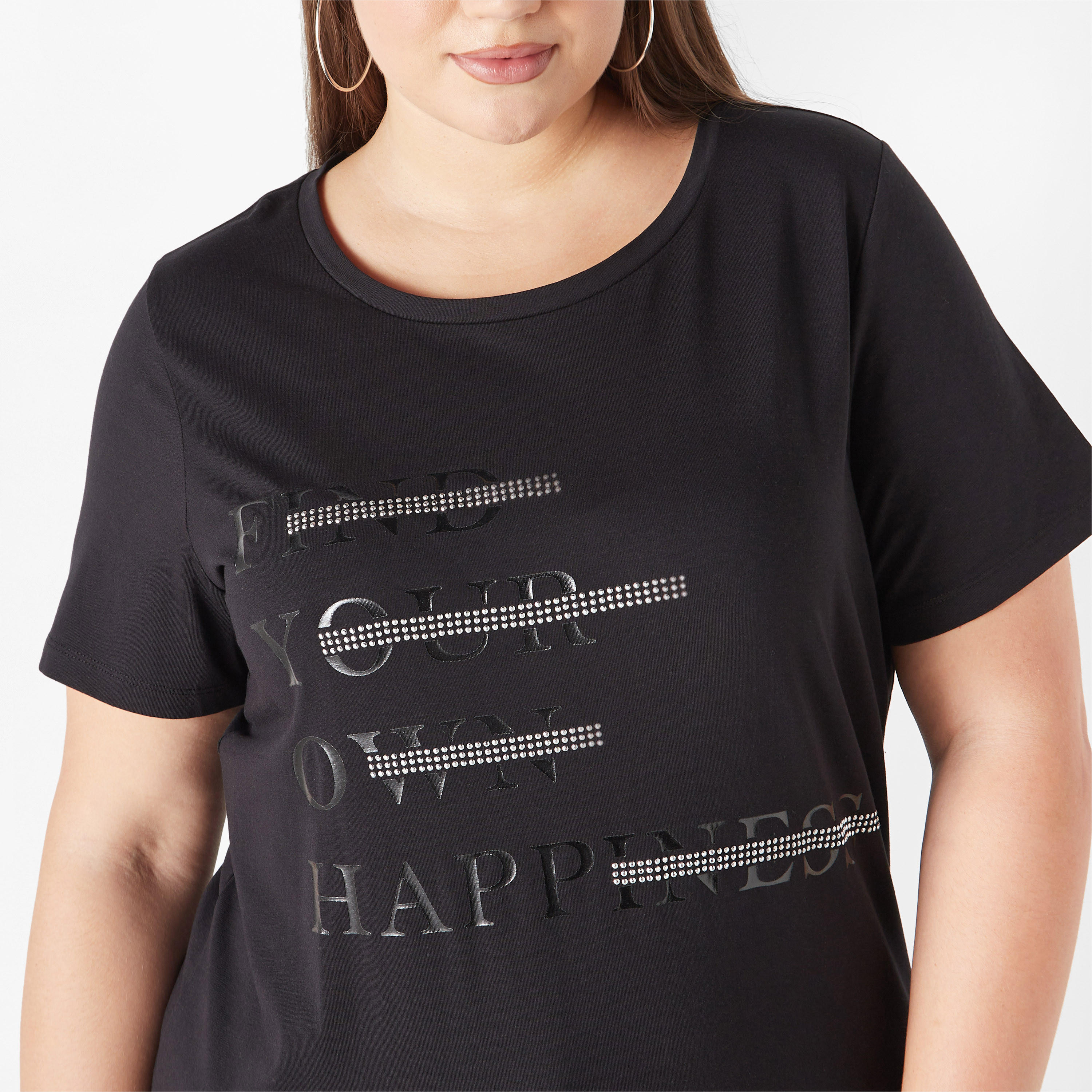 Plus Size Ulla Popken Printed T-shirt with Round Neck and Short Sleeves-women-clothing-tshirts-image-4