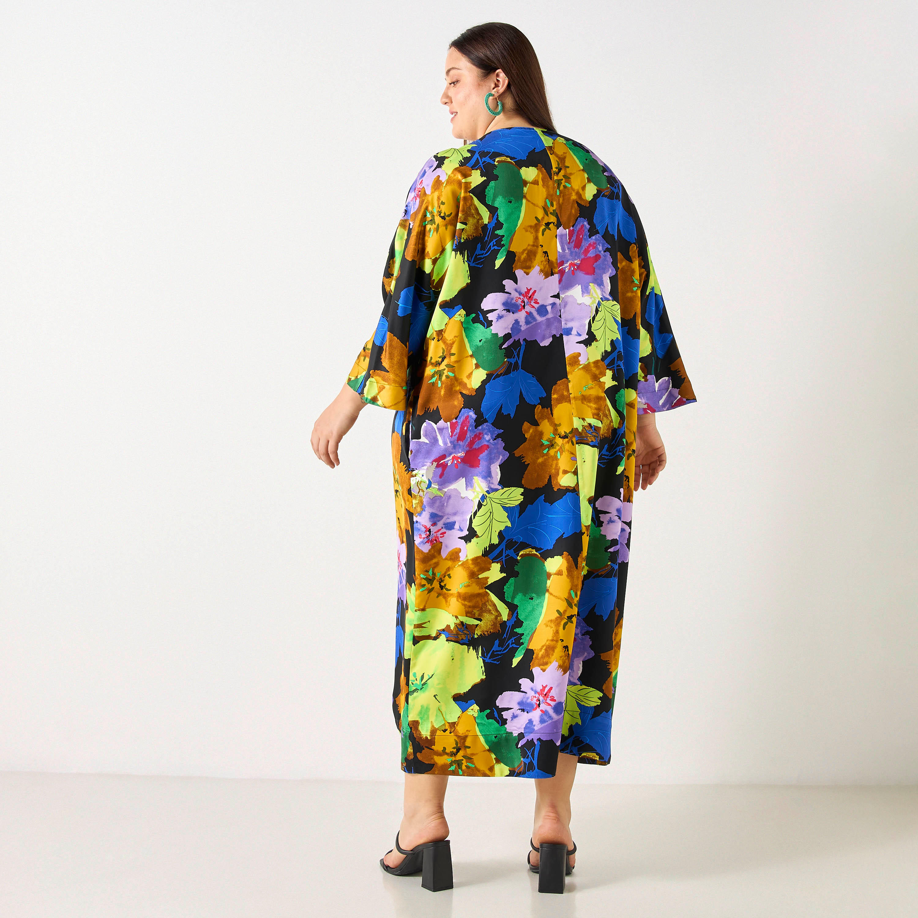 Plus Size Ulla Popken Floral Print Kaftan Viscose Dress with Pockets-women-clothing-dresses-image-3