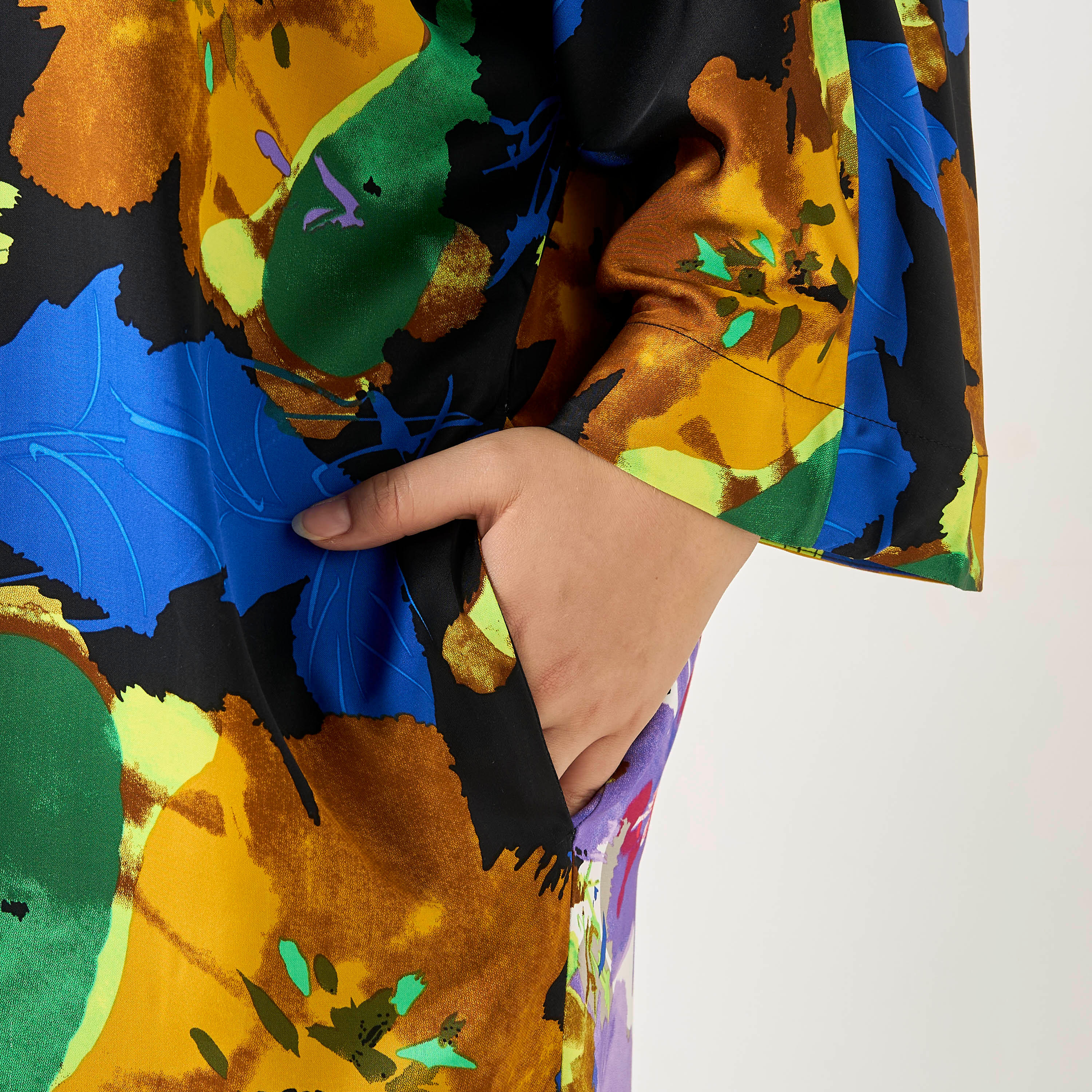 Plus Size Ulla Popken Floral Print Kaftan Viscose Dress with Pockets-women-clothing-dresses-image-4