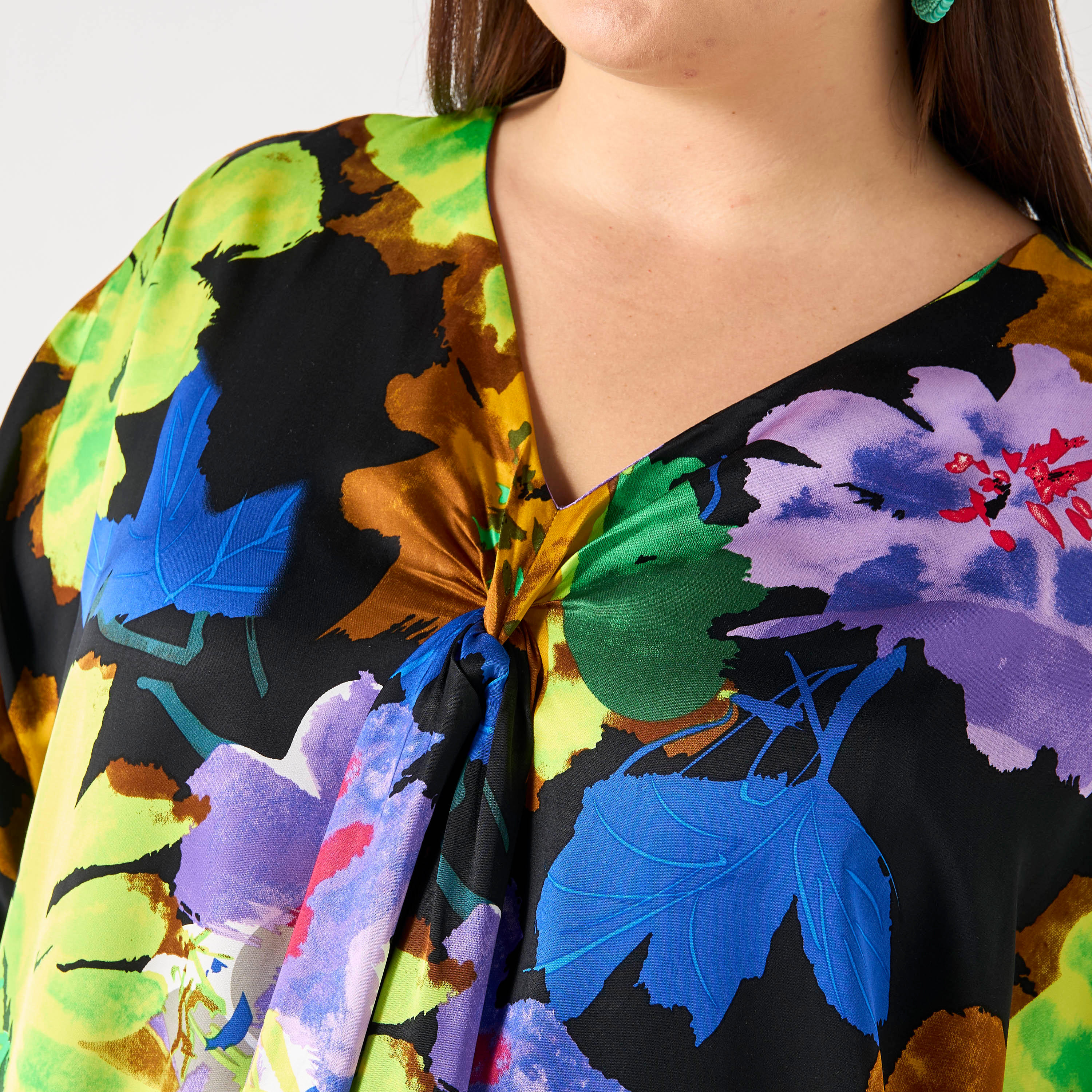 Plus Size Ulla Popken Floral Print Kaftan Viscose Dress with Pockets-women-clothing-dresses-image-5
