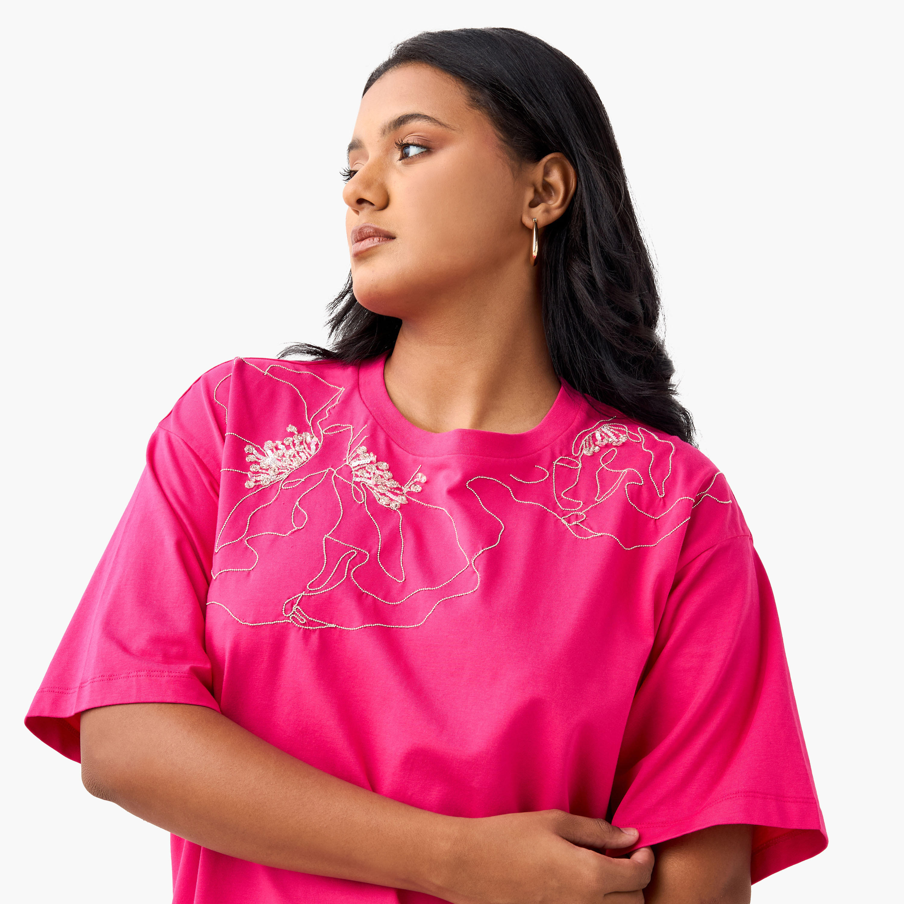 Plus Size Ulla Popken Embellished T-shirt with Short Sleeves-women-clothing-tshirts-image-4
