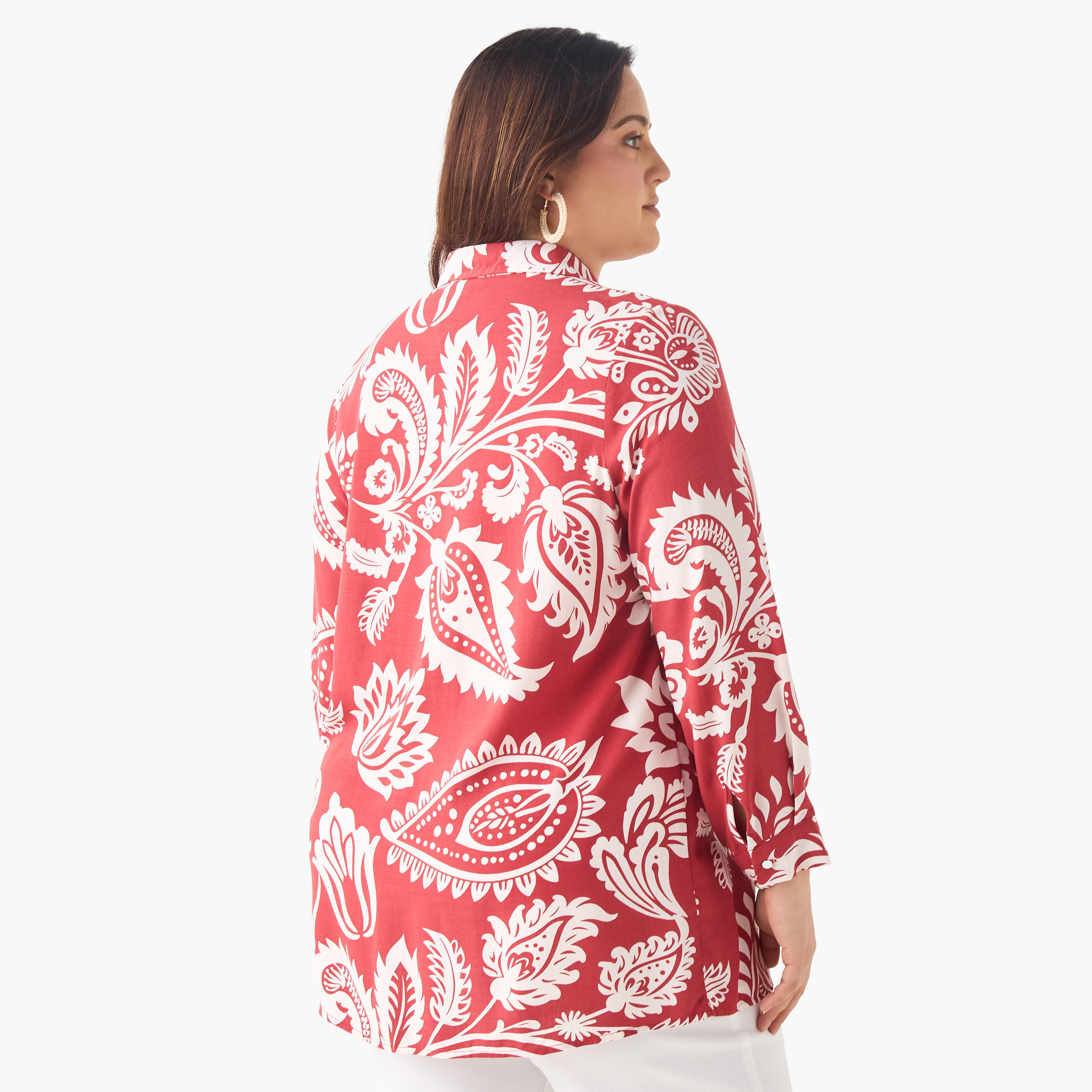 Plus Size Ulla Popken Printed Viscose Shirt with Collar and Long Sleeves-women-clothing-shirtsandblouses-shirts-image-3