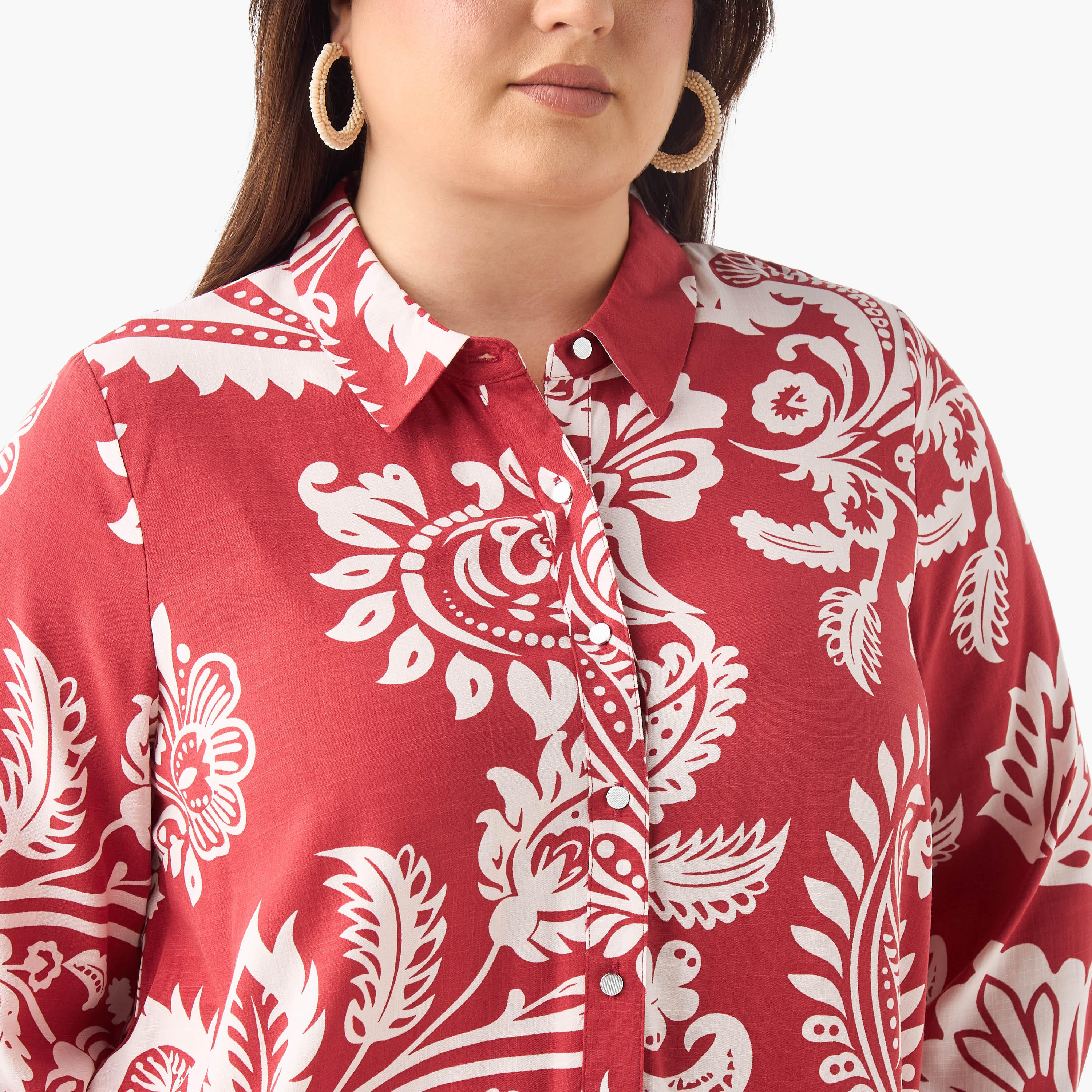 Plus Size Ulla Popken Printed Viscose Shirt with Collar and Long Sleeves-women-clothing-shirtsandblouses-shirts-image-4