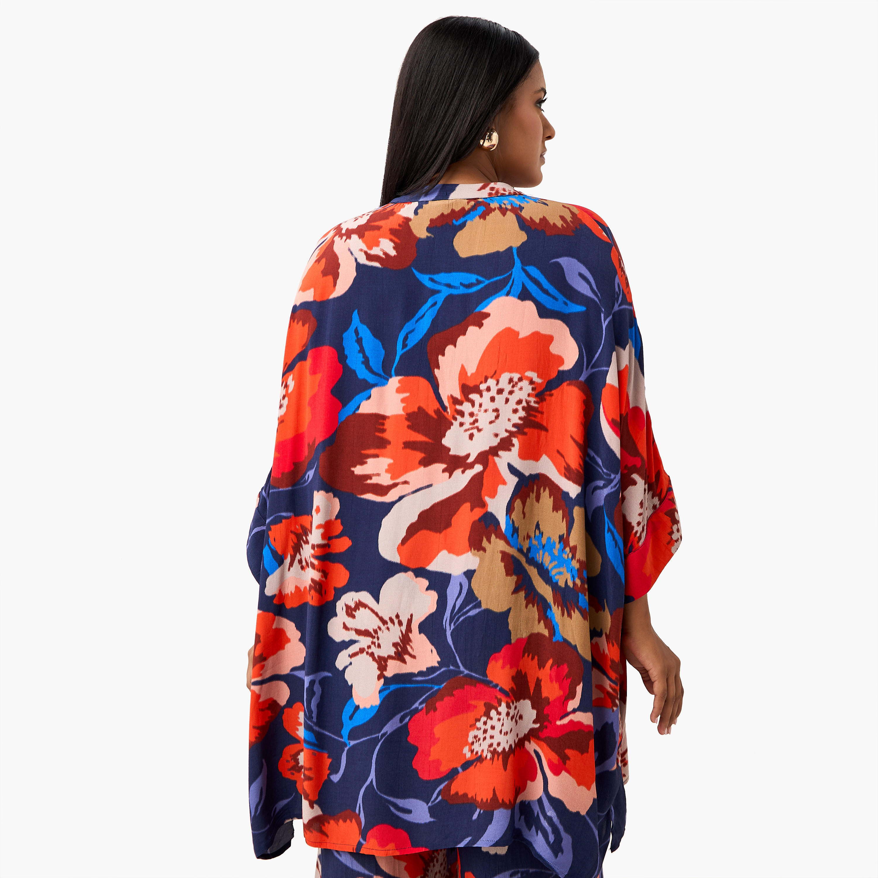 Plus Size Ulla Popken All-Over Floral Print Viscose Top with 3/4 Sleeves-women-clothing-shirtsandblouses-blouses-image-3