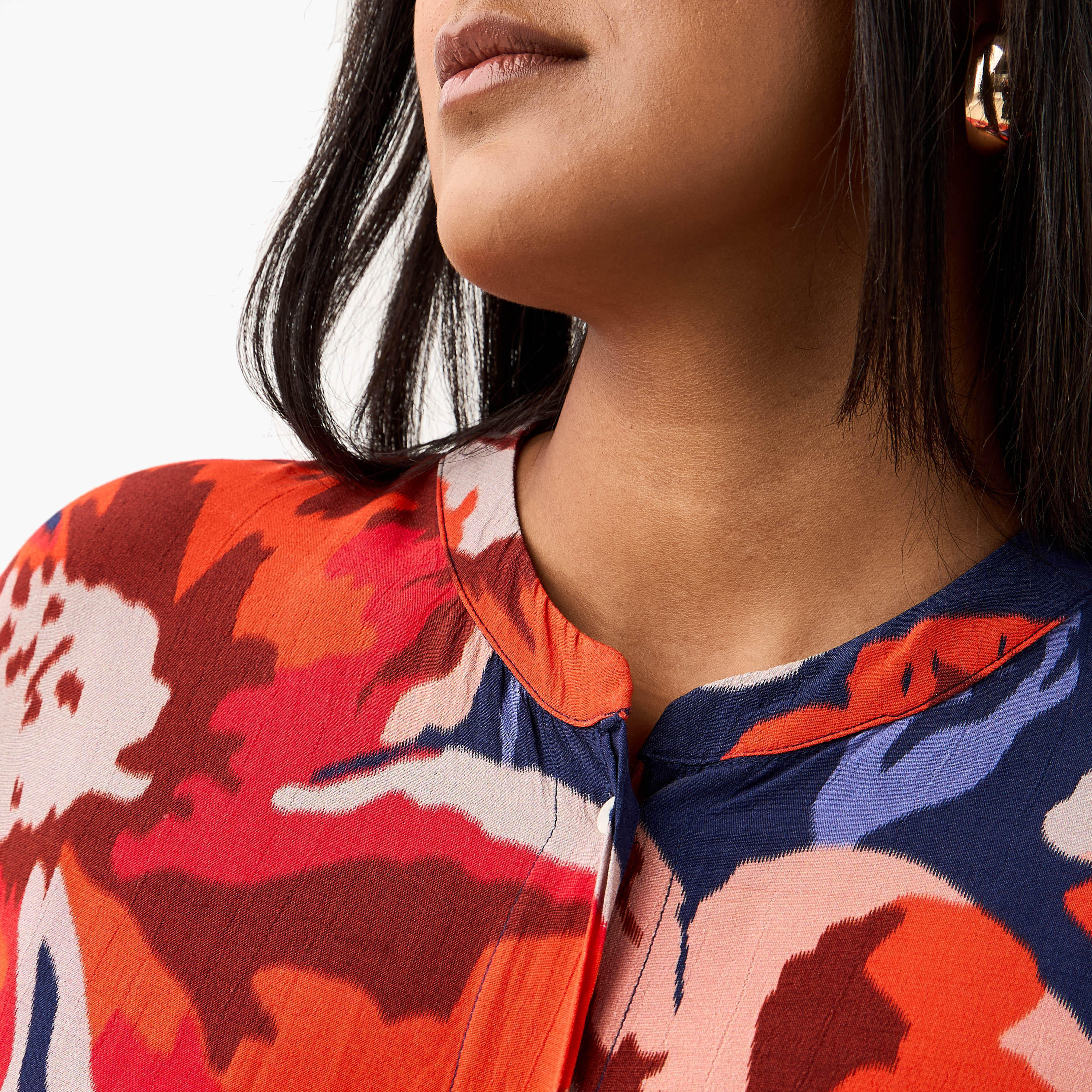 Plus Size Ulla Popken All-Over Floral Print Viscose Top with 3/4 Sleeves-women-clothing-shirtsandblouses-blouses-image-4