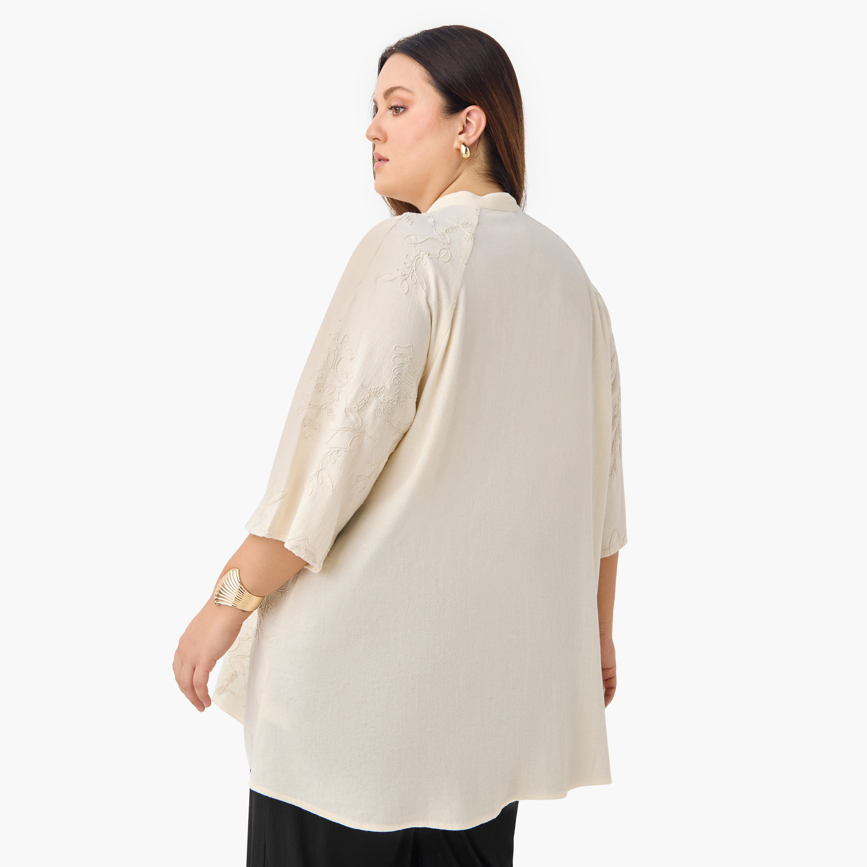 Plus Size Ulla Popken Embroidered Shirt with 3/4 Sleeves-women-clothing-shirtsandblouses-shirts-image-3