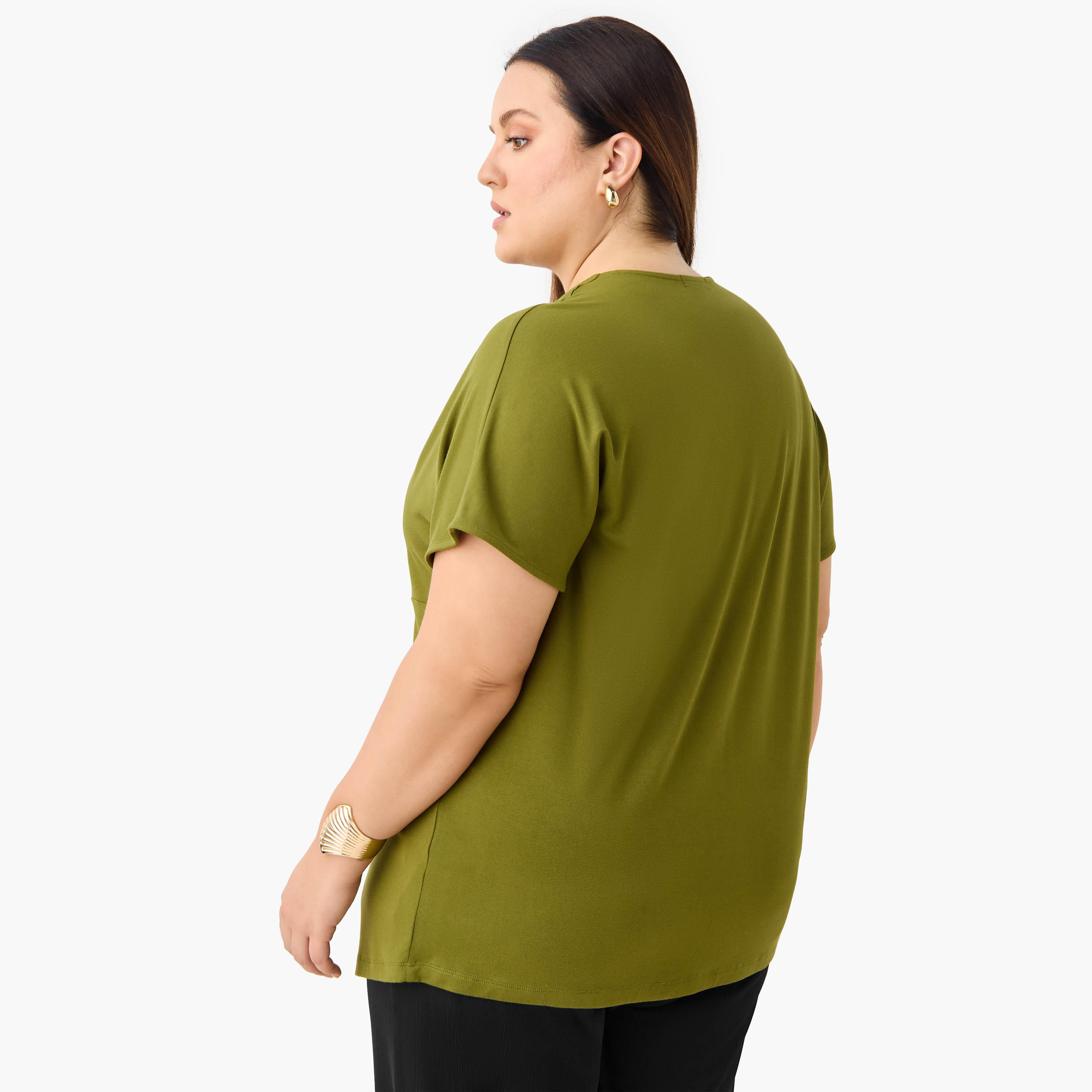 Plus Size Ulla Popken Knot Detail V-neck Top-women-clothing-shirtsandblouses-blouses-image-3