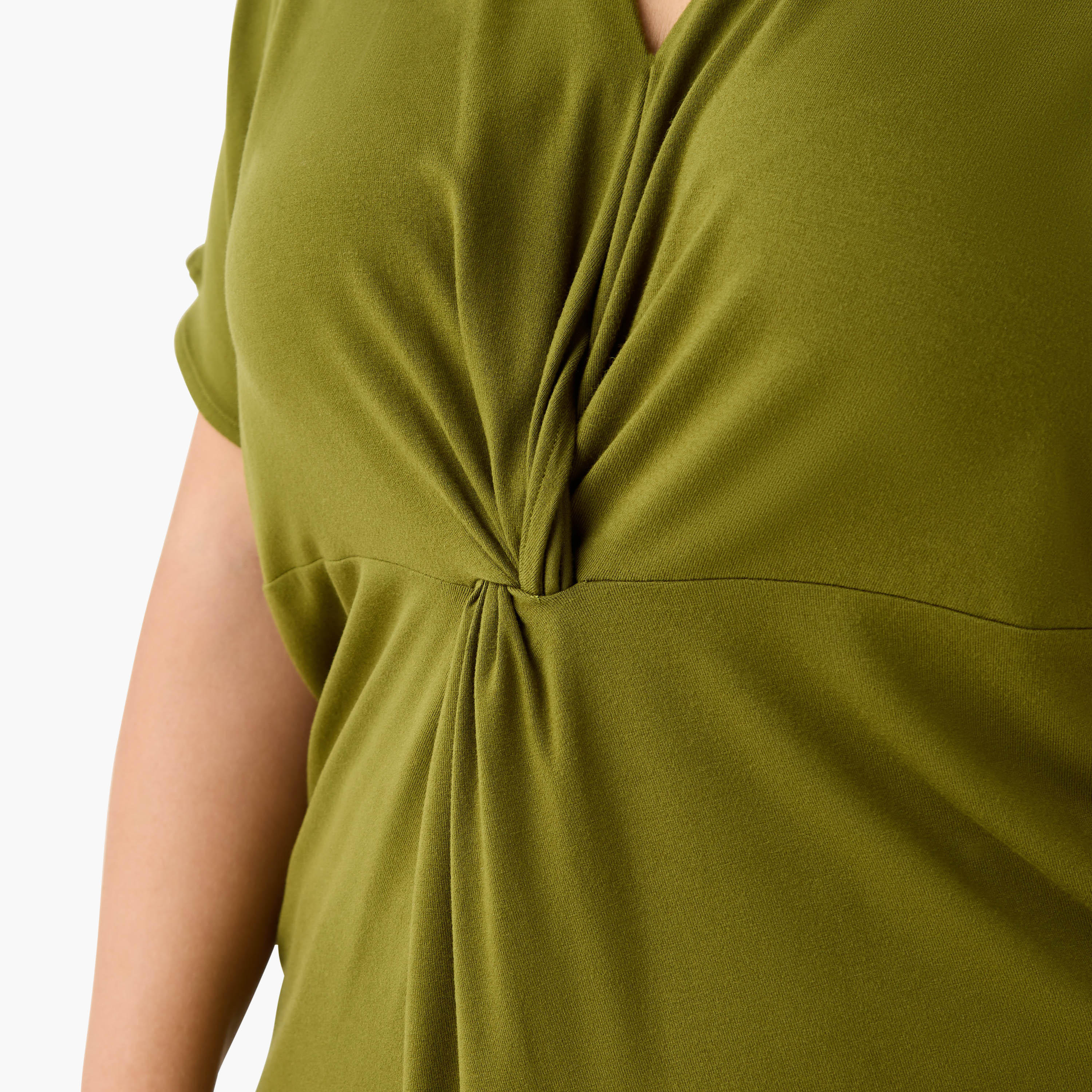 Plus Size Ulla Popken Knot Detail V-neck Top-women-clothing-shirtsandblouses-blouses-image-4
