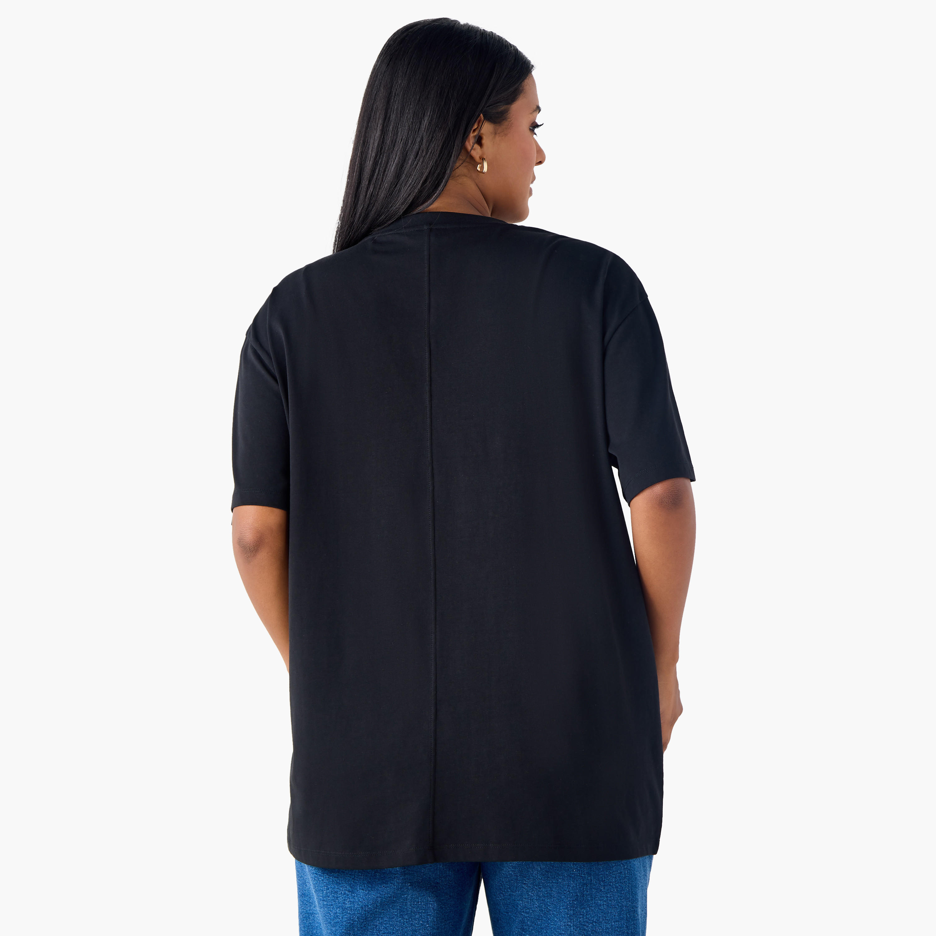 تيشيرت مزيّن زهور وياقة ضيقة مقاس كبير من أولا بوبكن-women-clothing-tshirts-image-3