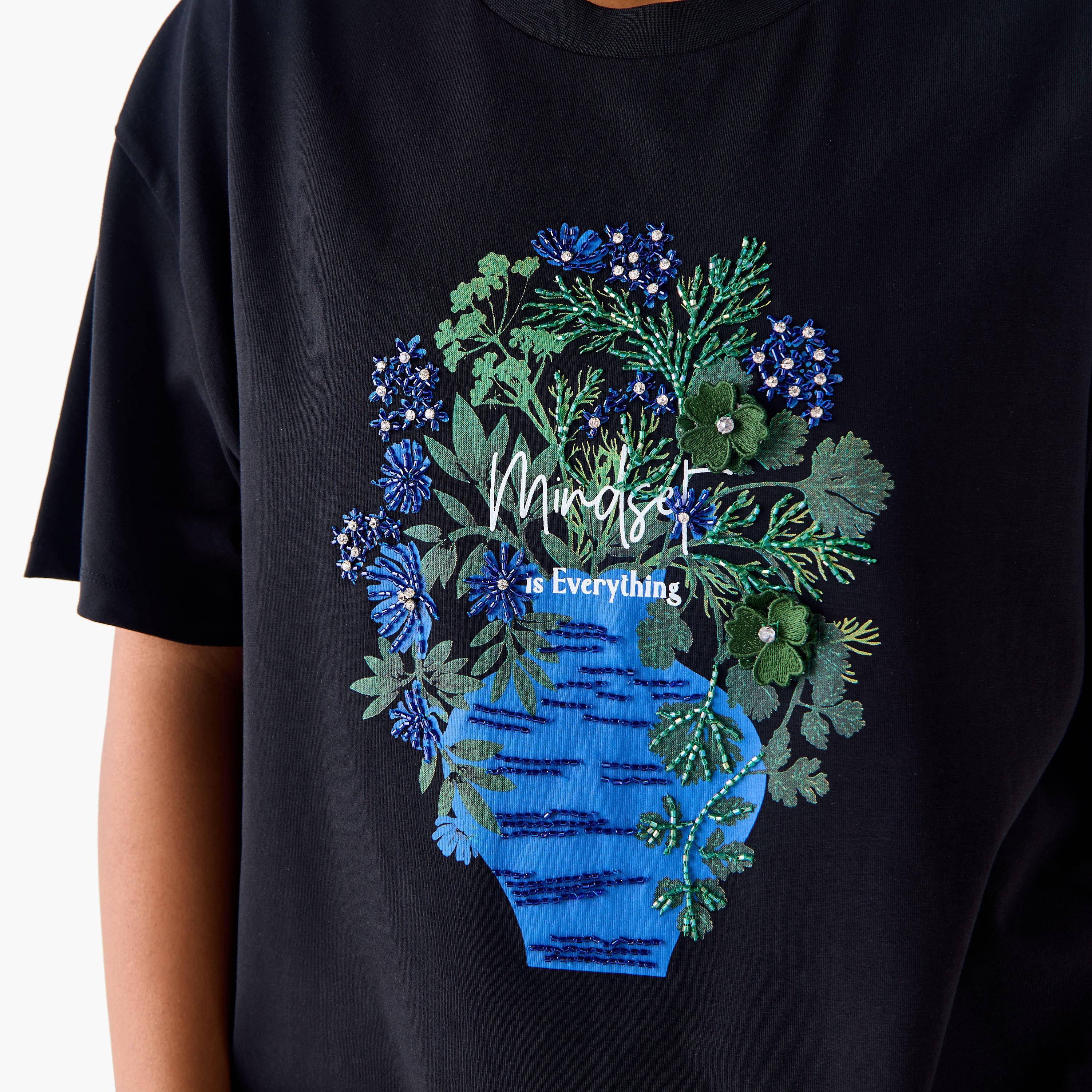تيشيرت مزيّن زهور وياقة ضيقة مقاس كبير من أولا بوبكن-women-clothing-tshirts-image-4