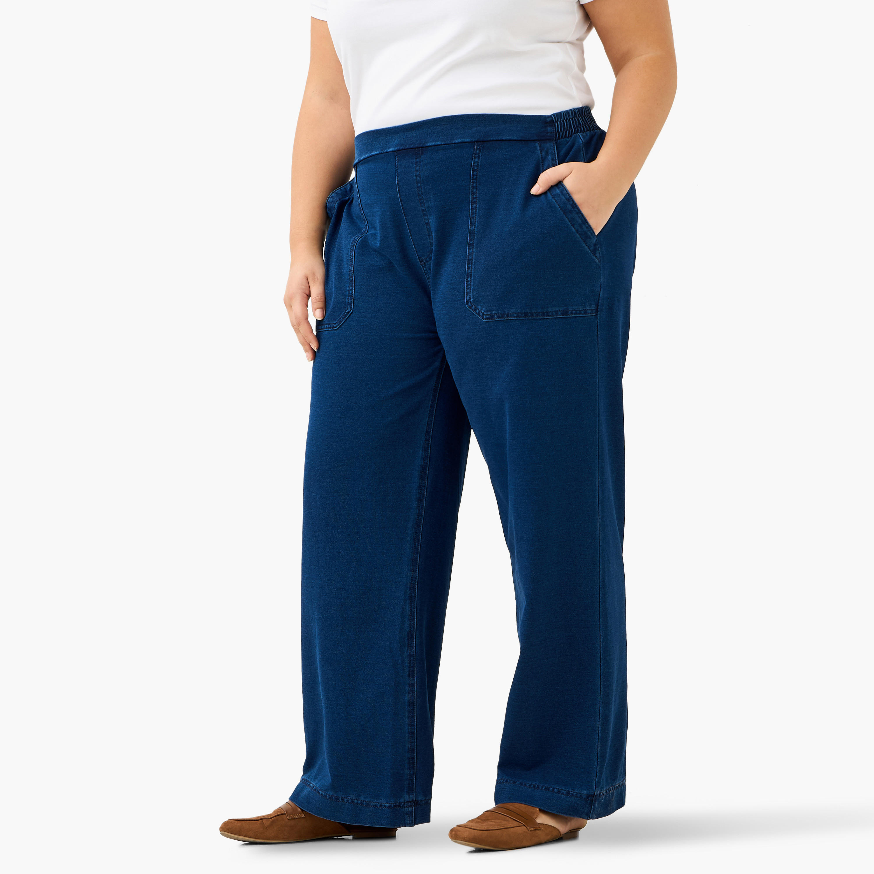 بنطلون جينز مقاس كبير واسع الساقين بخصر مطاطي وجيوب من أولا بوبكن-women-clothing-bottoms-jeans-image-5