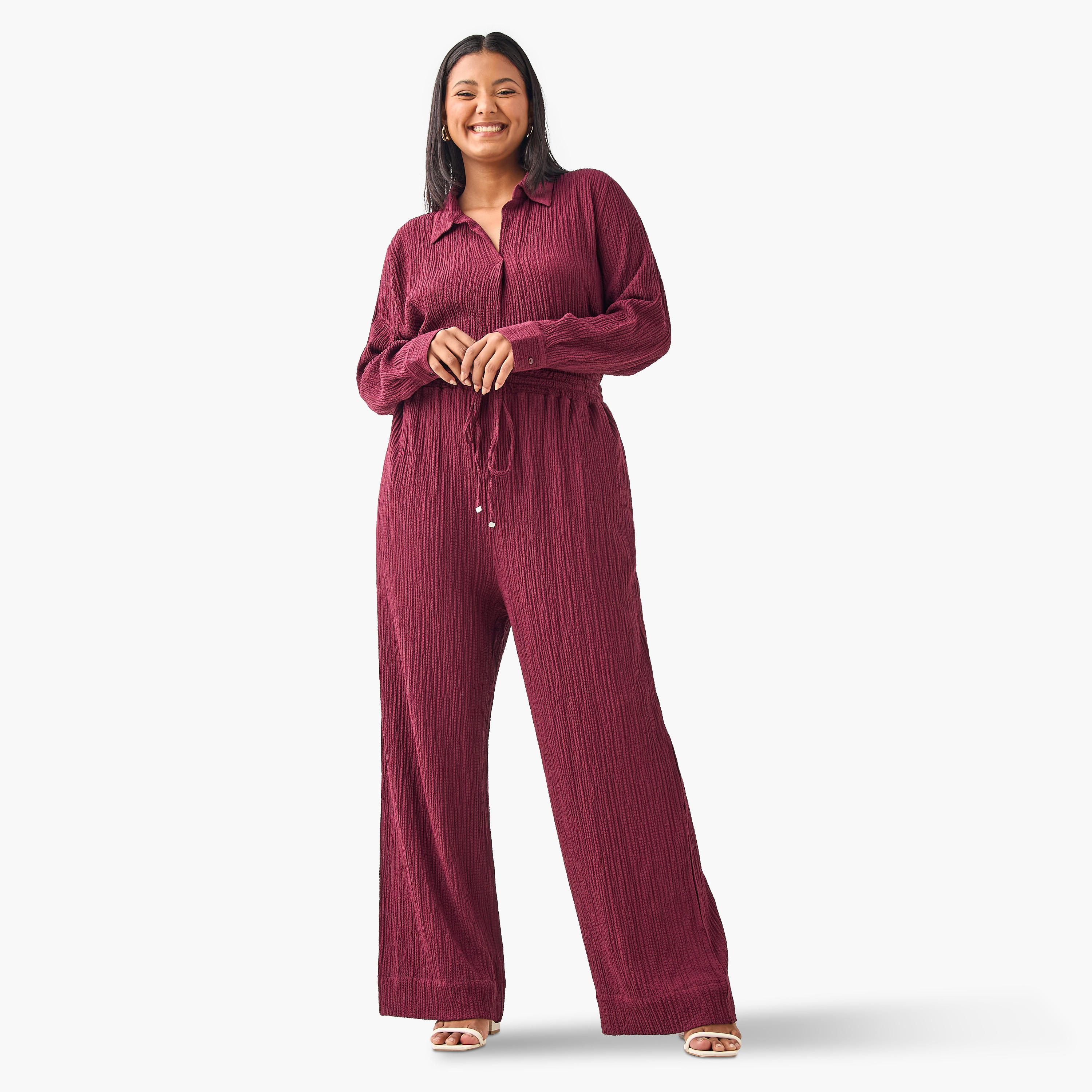 بنطلون بارز الملمس مقاس كبير بقصّة عادية وجيوب من أولا بوبكن-women-clothing-bottoms-trousers-image-4