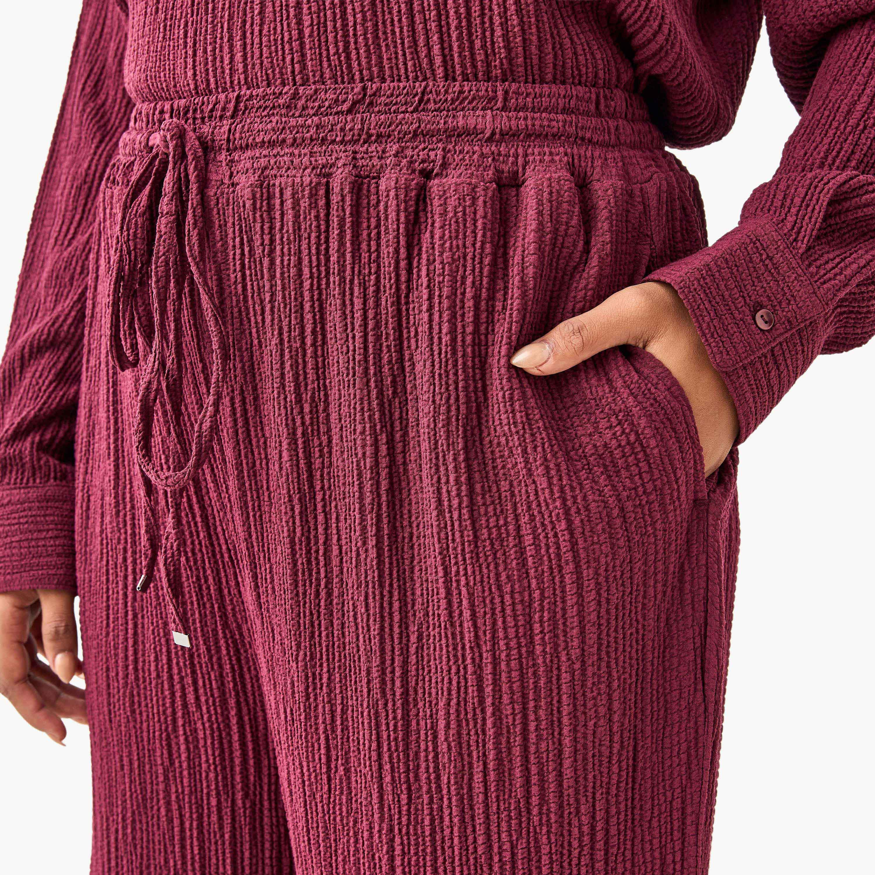 بنطلون بارز الملمس مقاس كبير بقصّة عادية وجيوب من أولا بوبكن-women-clothing-bottoms-trousers-image-2